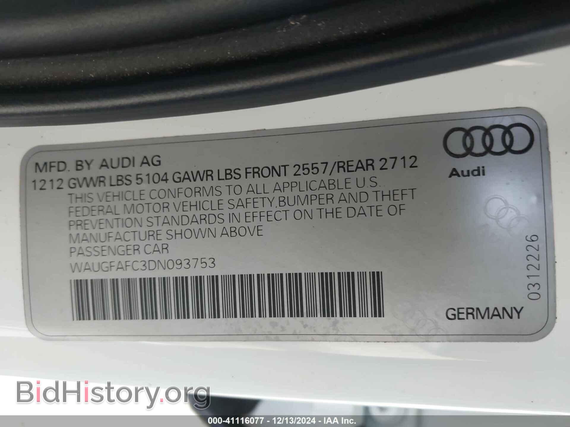 2013 AUDI A6 - VIN: WAUGFAFC3DN093753 - Фото 9