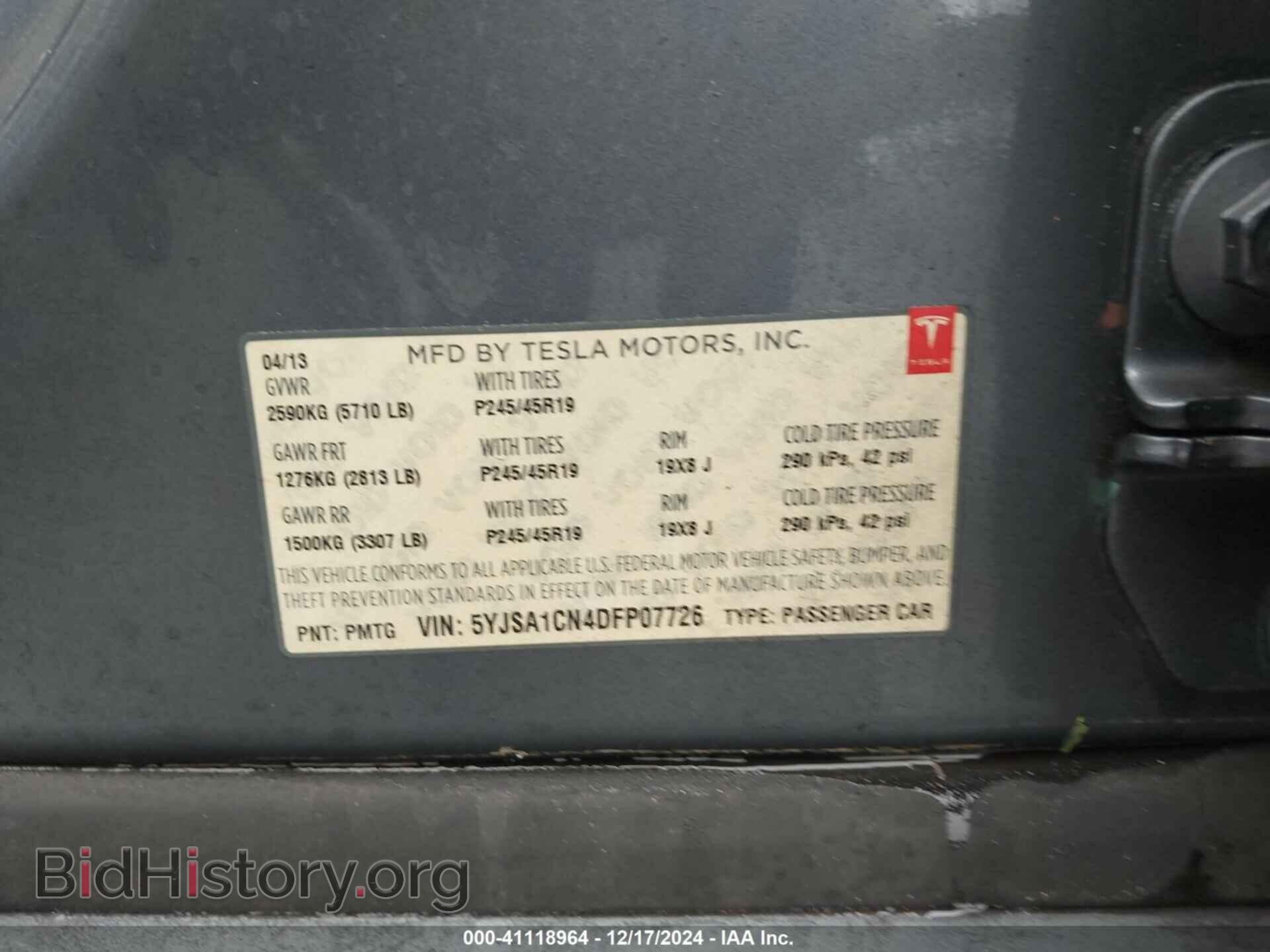 2013 TESLA MODEL S - VIN: 5YJSA1CN4DFP07726 - Photo 9