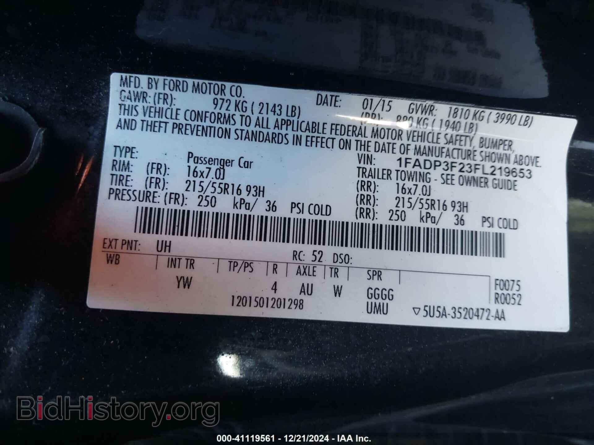 2015 FORD FOCUS - VIN: 1FADP3F23FL219653 - Фото 9