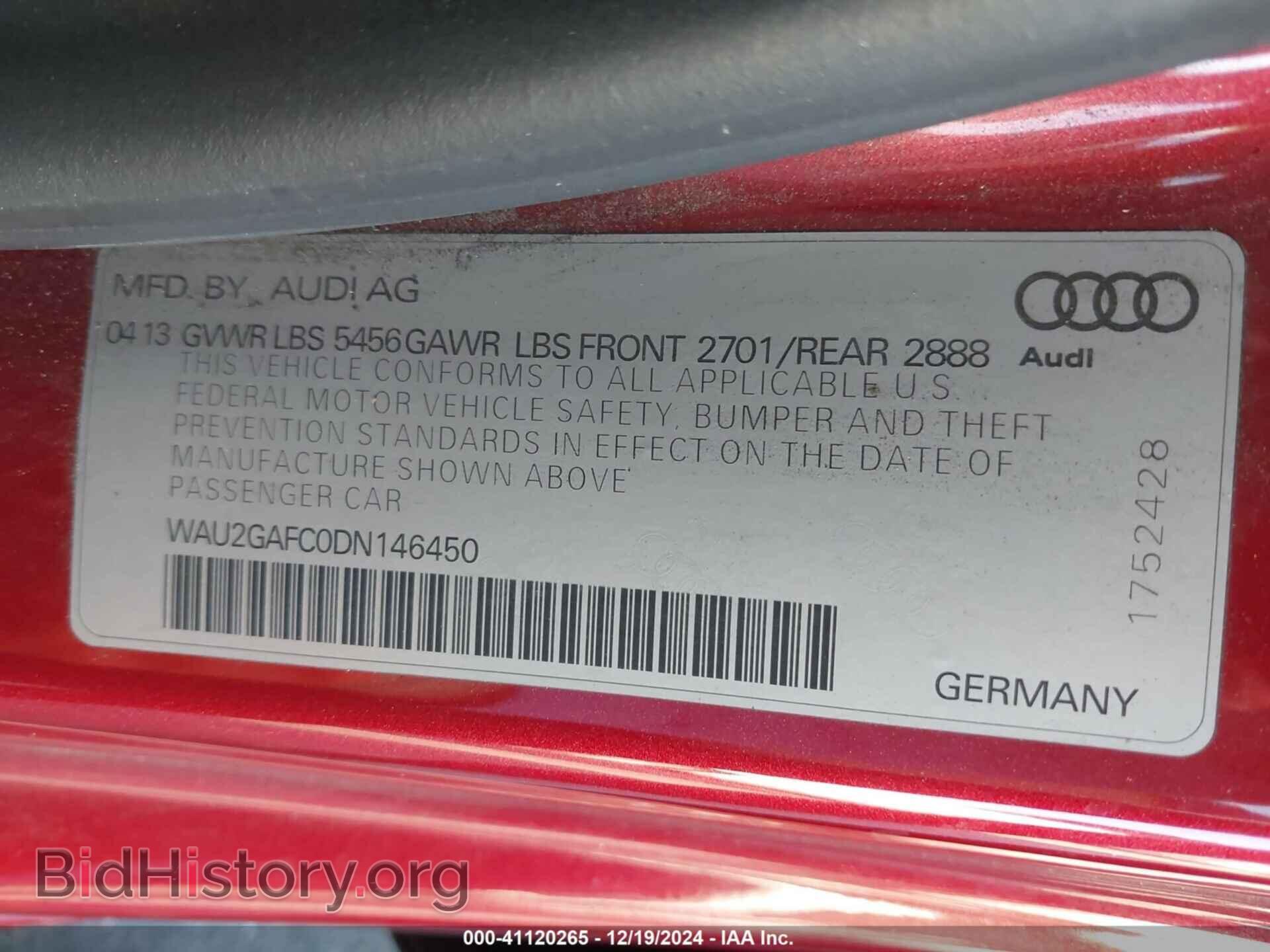 2013 AUDI A7 - VIN: WAU2GAFC0DN146450 - Фото 9