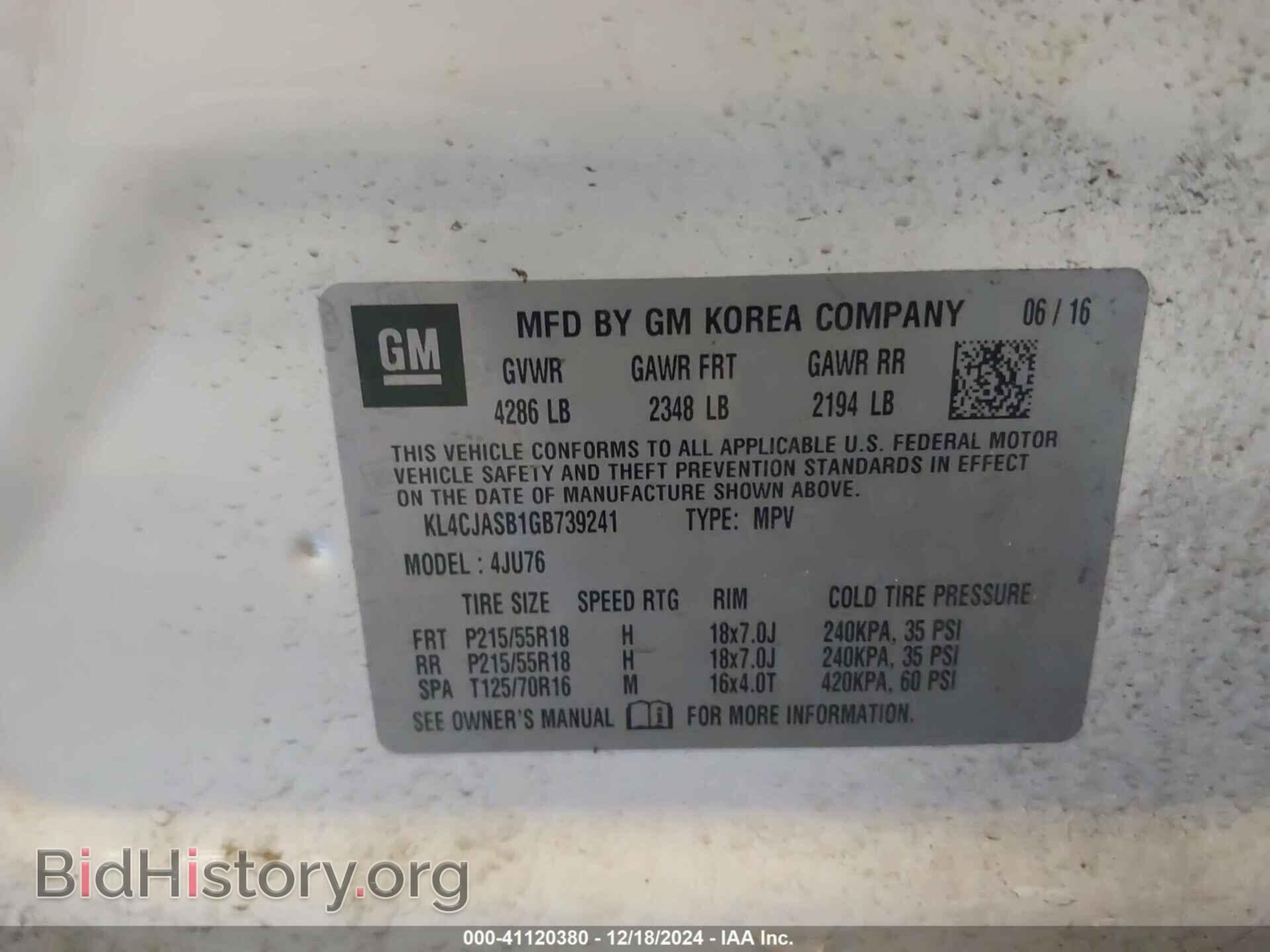2016 BUICK ENCORE - VIN: KL4CJASB1GB739241 - Photo 9