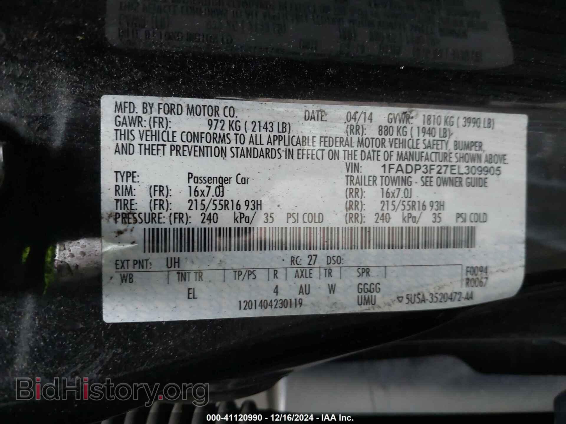 2014 FORD FOCUS - VIN: 1FADP3F27EL309905 - Фото 9