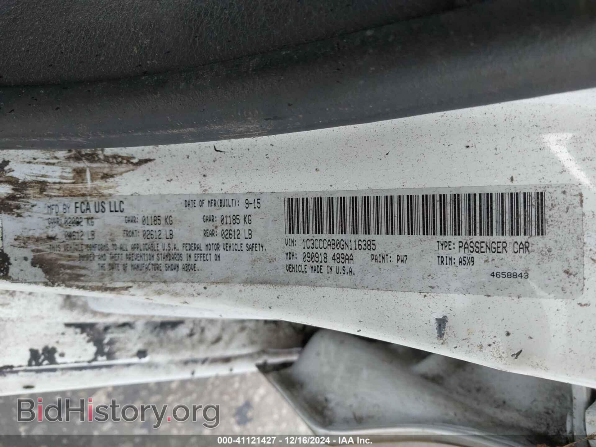 2016 CHRYSLER 200 - VIN: 1C3CCCAB0GN116385 - Фото 9