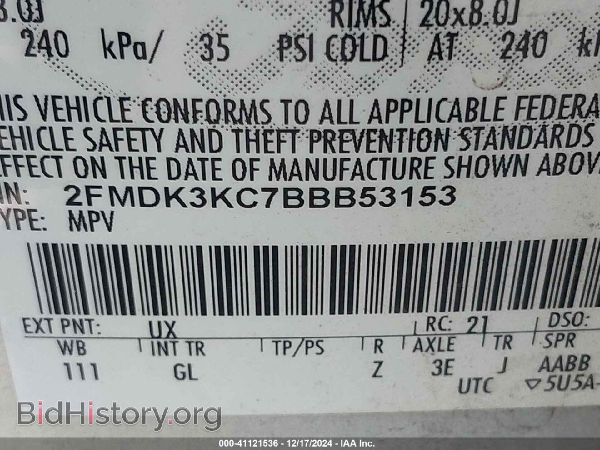 2011 FORD EDGE - VIN: 2FMDK3KC7BBB53153 - Фото 9