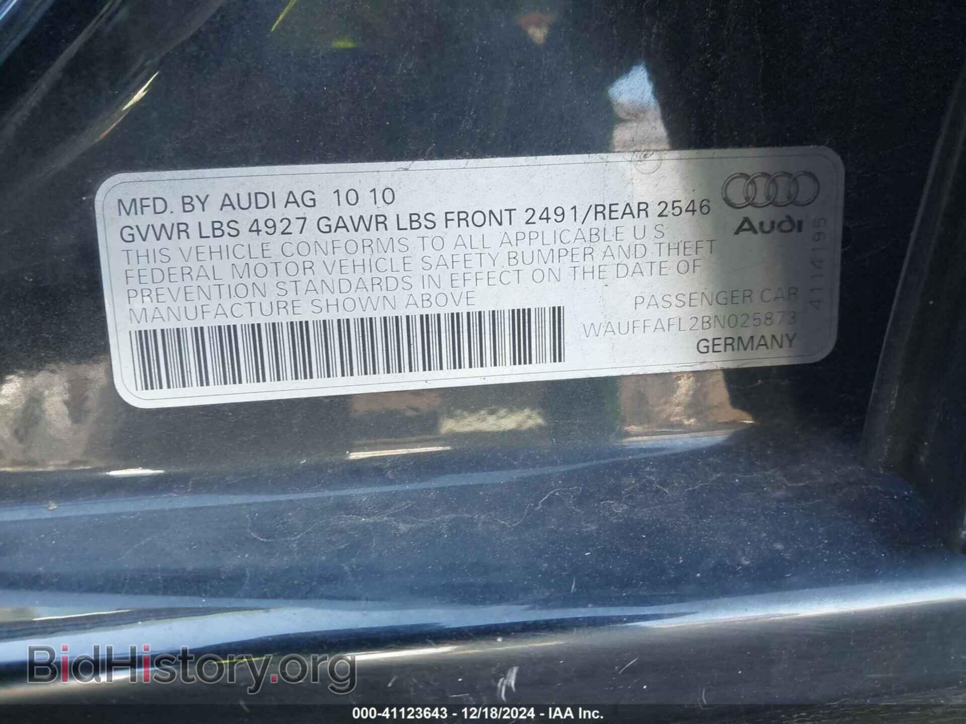 2011 AUDI A4 - VIN: WAUFFAFL2BN025873 - Фото 9