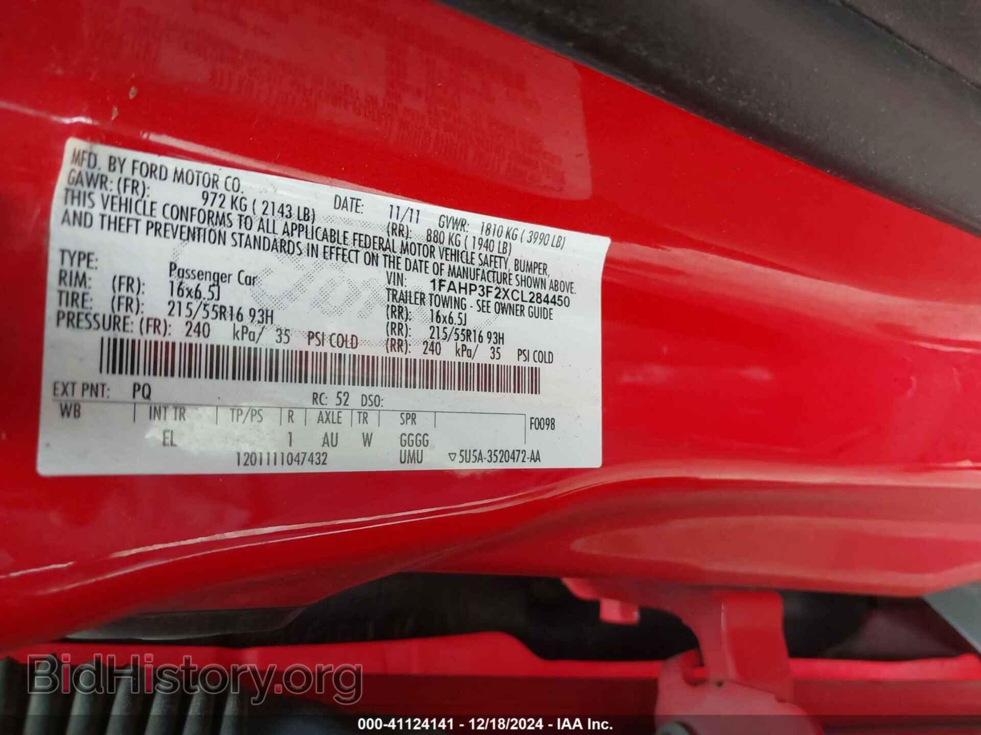 2012 FORD FOCUS - VIN: 1FAHP3F2XCL284450 - Фото 9