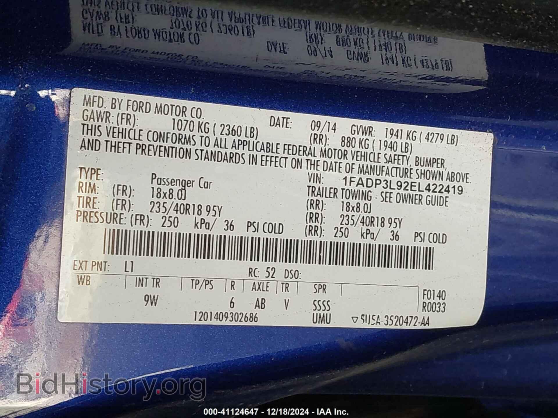2014 FORD FOCUS - VIN: 1FADP3L92EL422419 - Фото 9