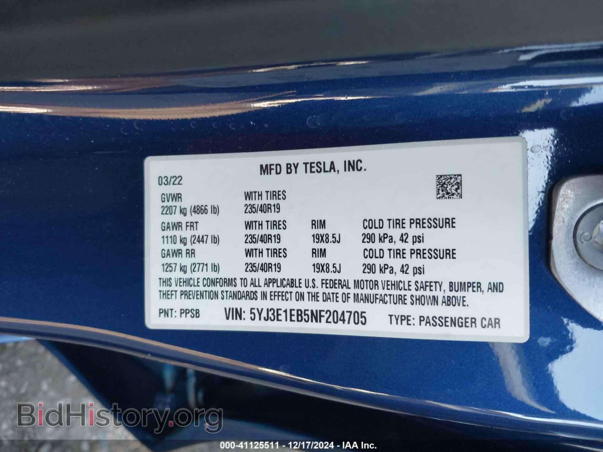 2022 TESLA MODEL 3 - VIN: 5YJ3E1EB5NF204705 - Фото 9