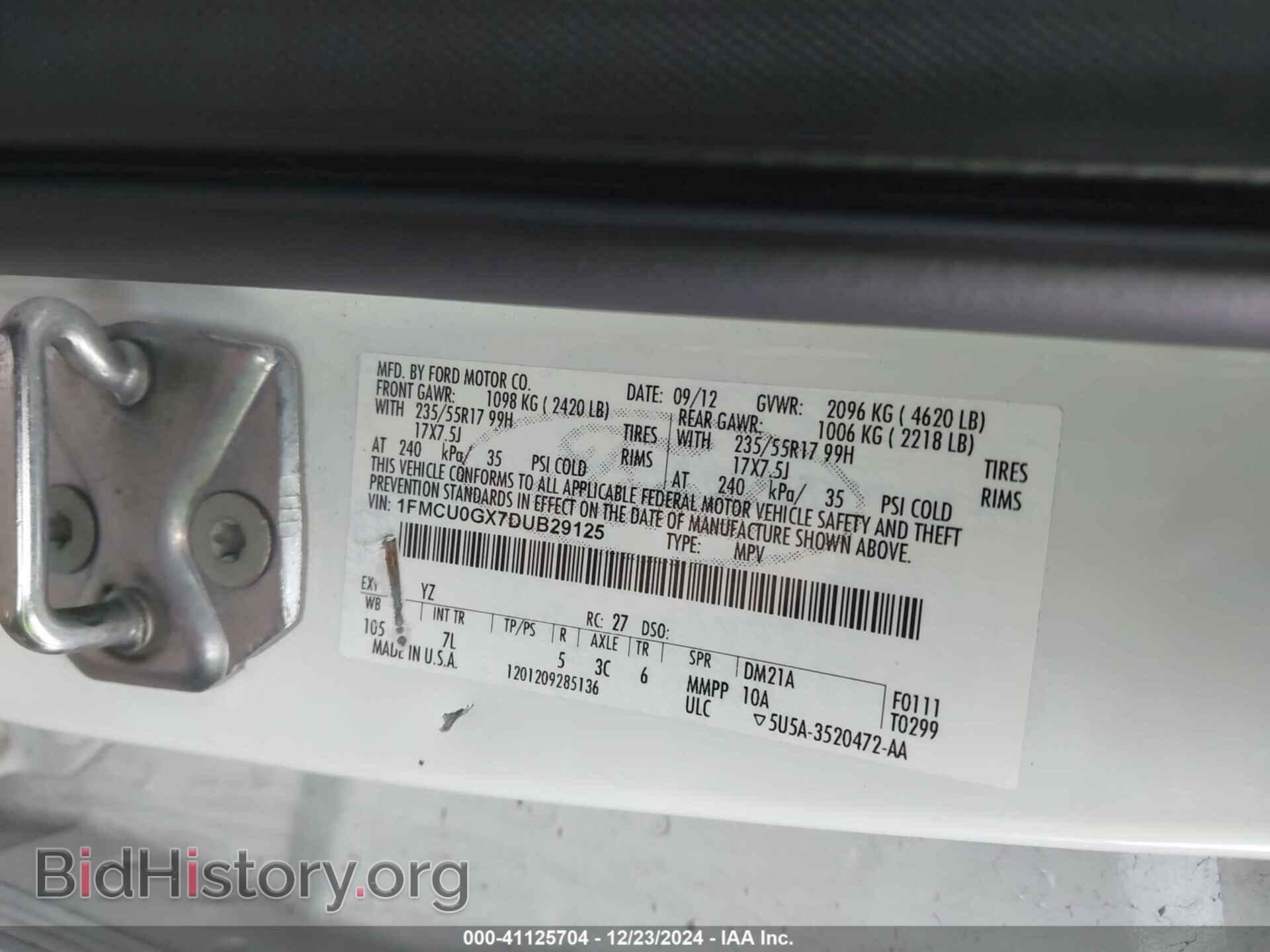 2013 FORD ESCAPE - VIN: 1FMCU0GX7DUB29125 - Фото 9