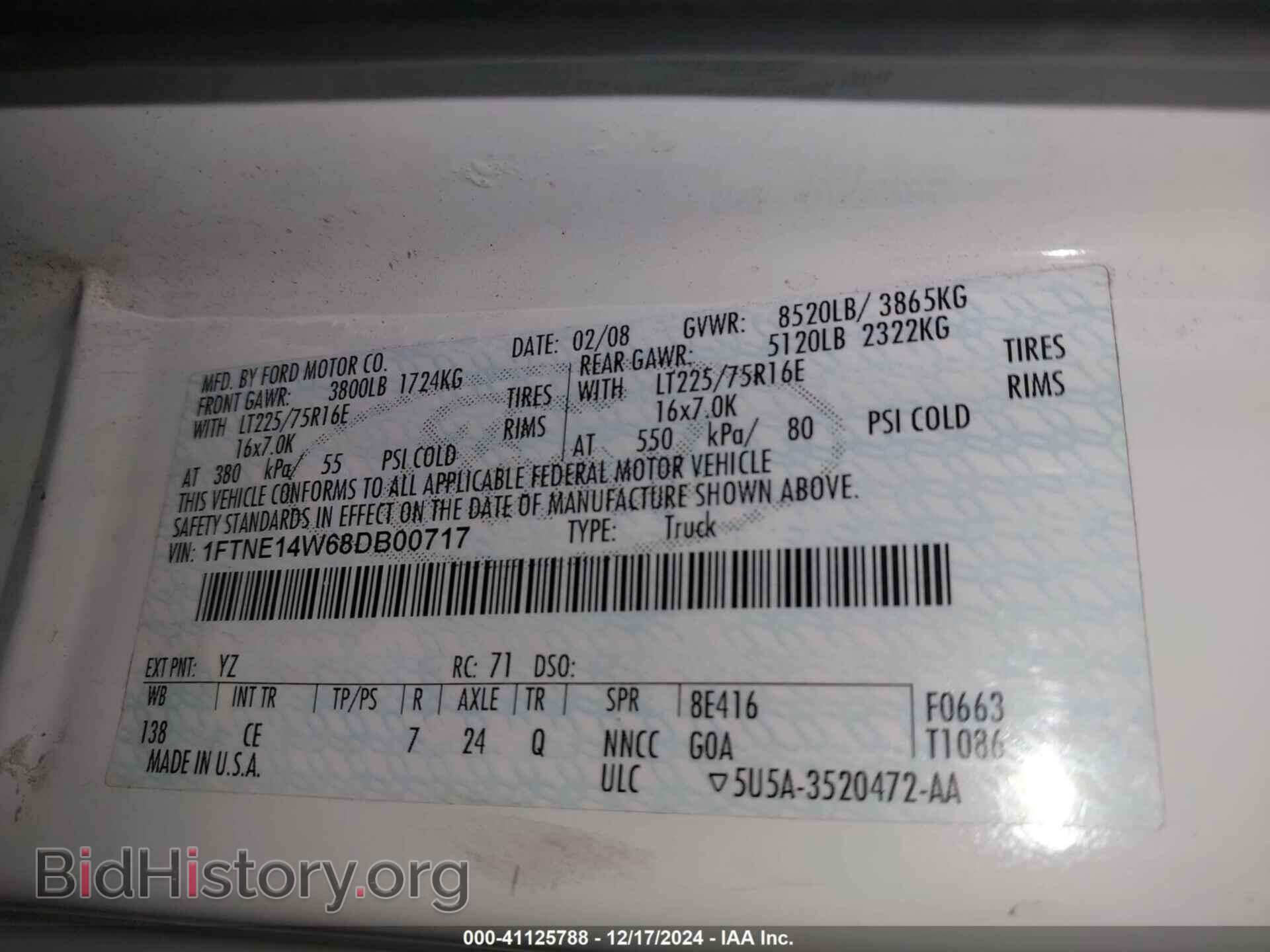 2008 FORD E-150 - VIN: 1FTNE14W68DB00717 - Фото 9