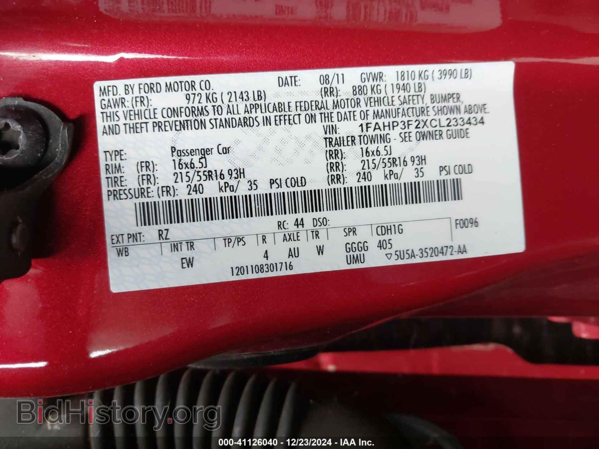 2012 FORD FOCUS - VIN: 1FAHP3F2XCL233434 - Фото 9