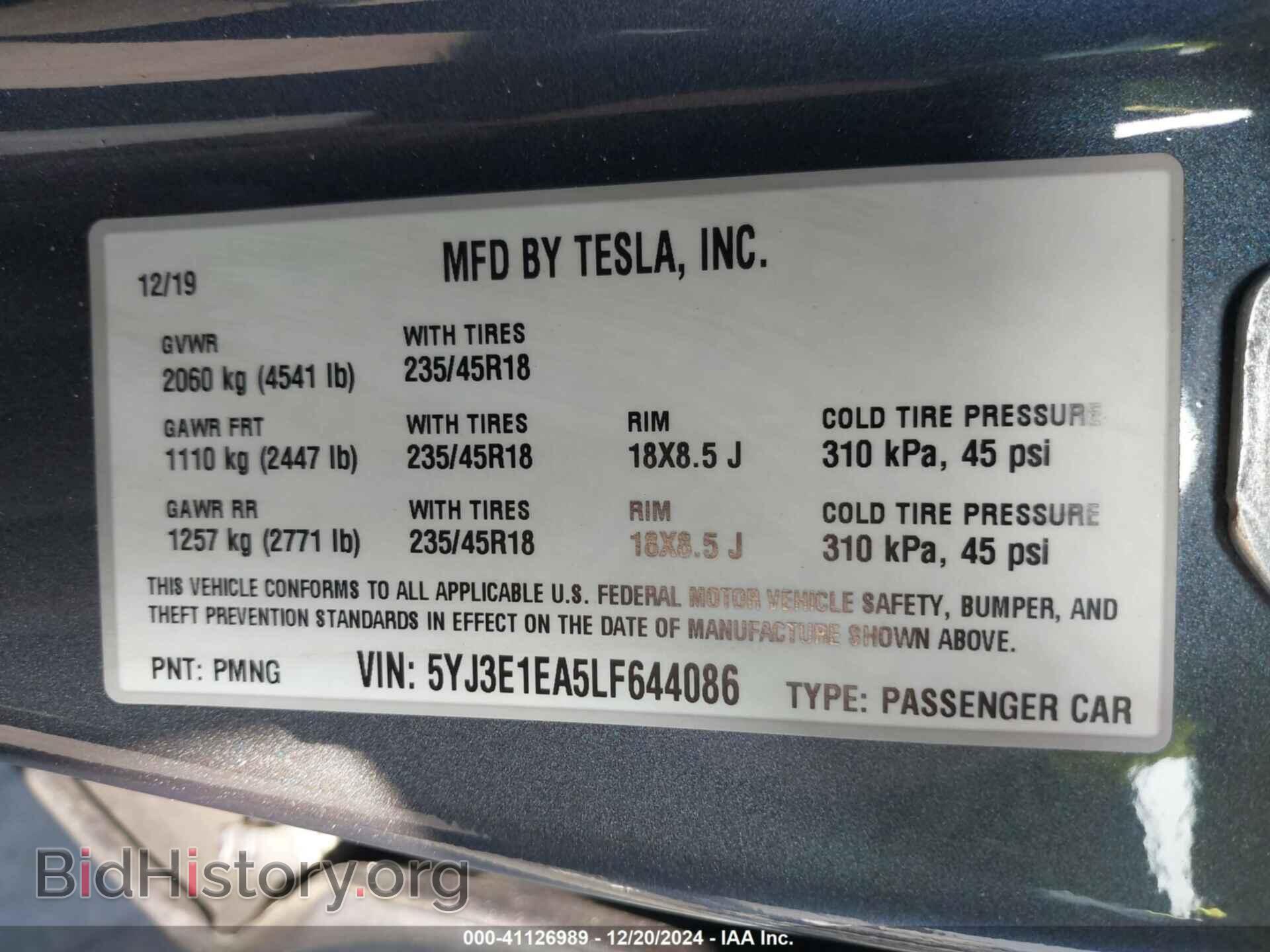 2020 TESLA MODEL 3 - VIN: 5YJ3E1EA5LF644086 - Photo 9