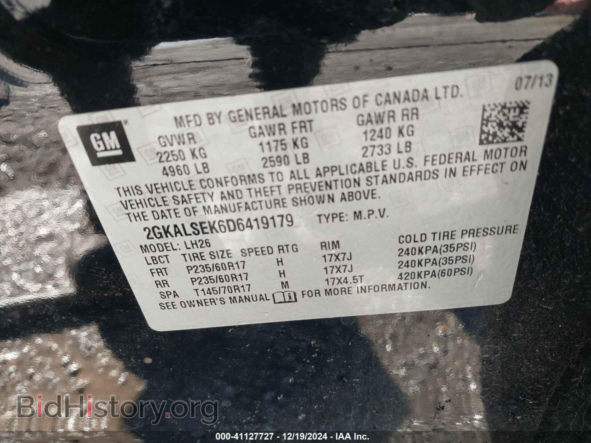 2013 GMC TERRAIN - VIN: 2GKALSEK6D6419179 - Photo 9