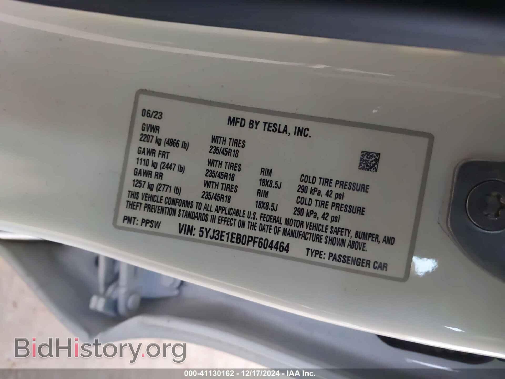2023 TESLA MODEL 3 - VIN: 5YJ3E1EB0PF604464 - Фото 9