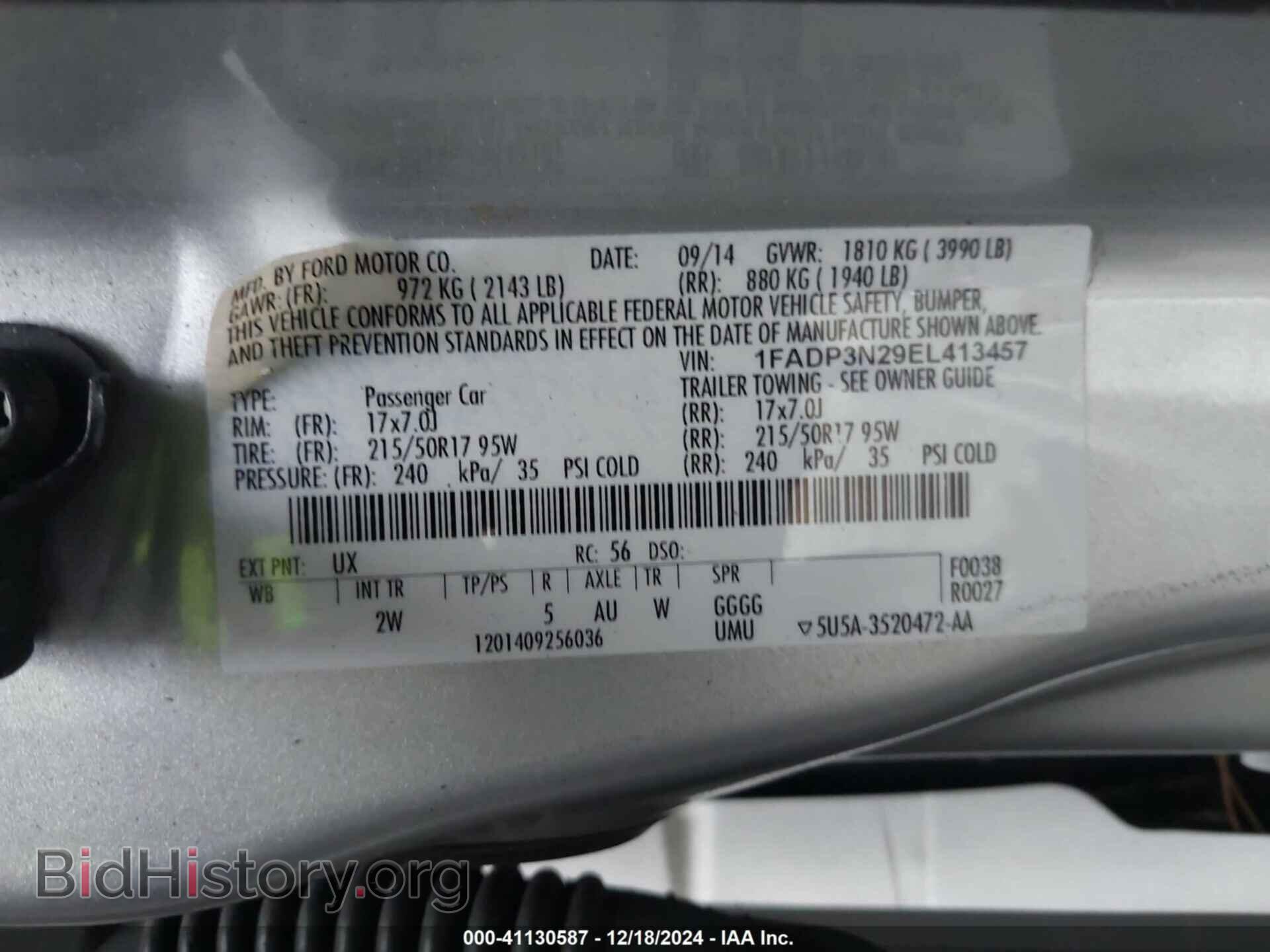 2014 FORD FOCUS - VIN: 1FADP3N29EL413457 - Фото 9