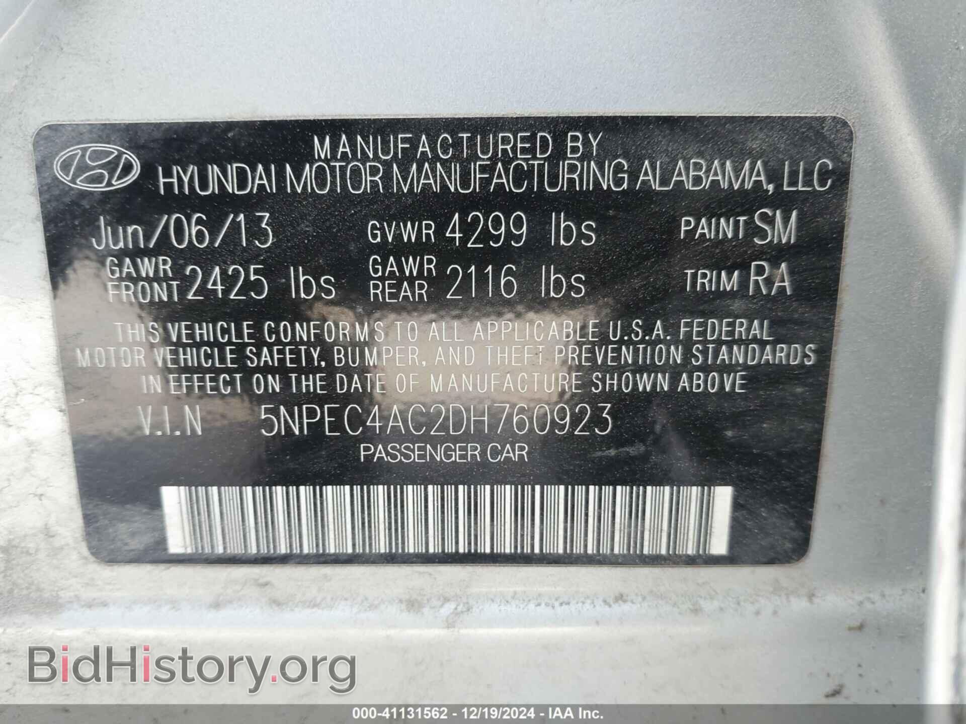 2013 HYUNDAI SONATA - VIN: 5NPEC4AC2DH760923 - Photo 9