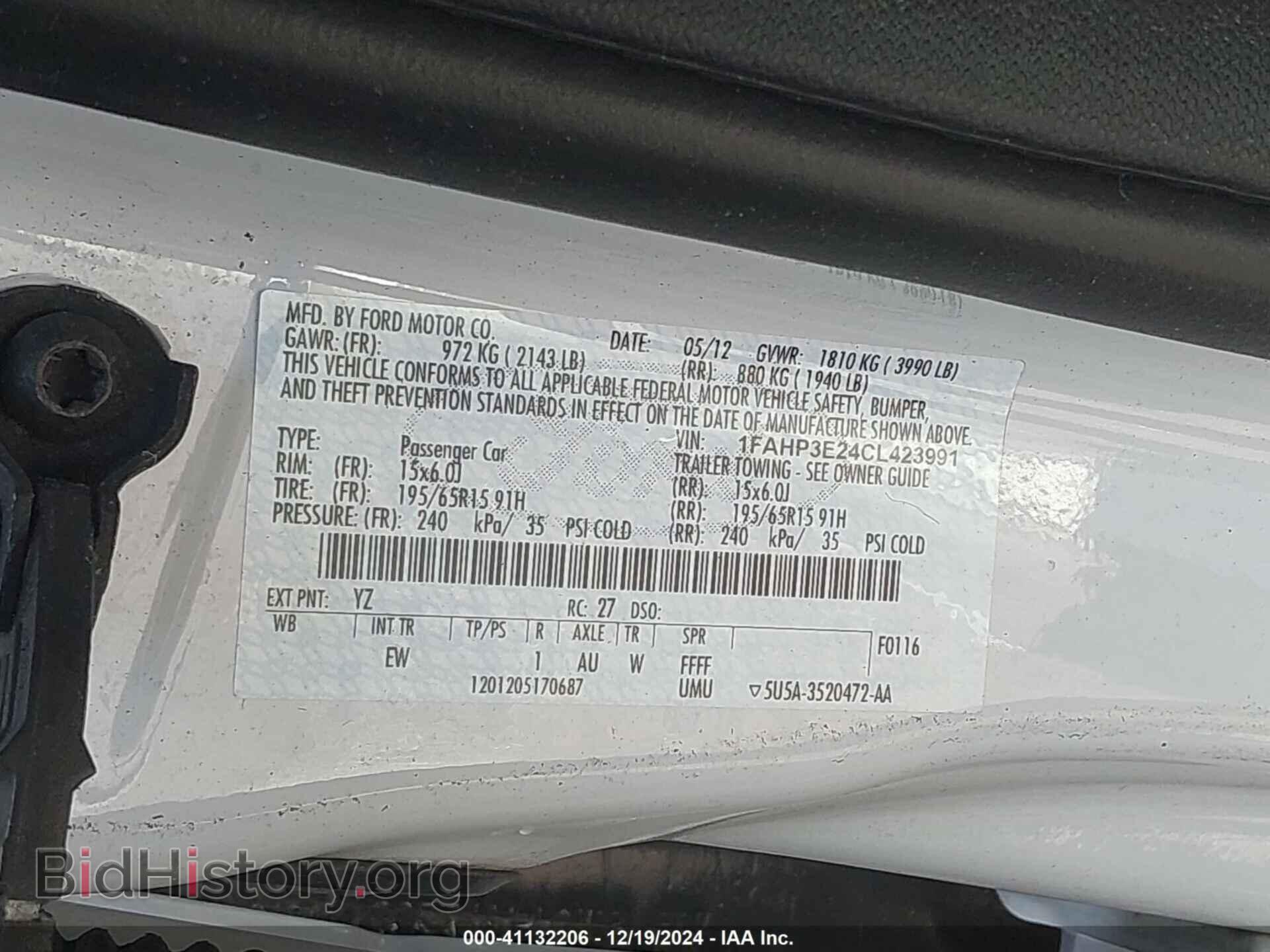 2012 FORD FOCUS - VIN: 1FAHP3E24CL423991 - Фото 9