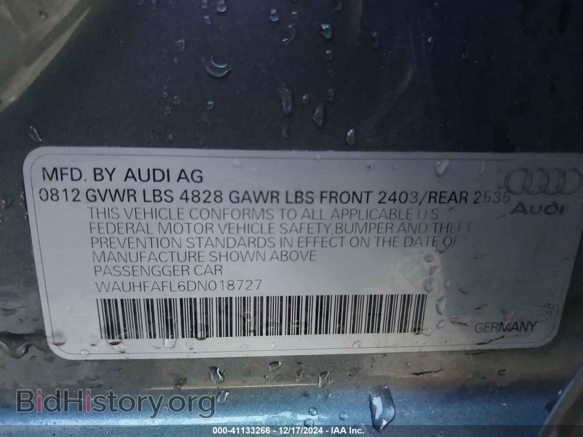 2013 AUDI A4 - VIN: WAUHFAFL6DN018727 - Фото 9