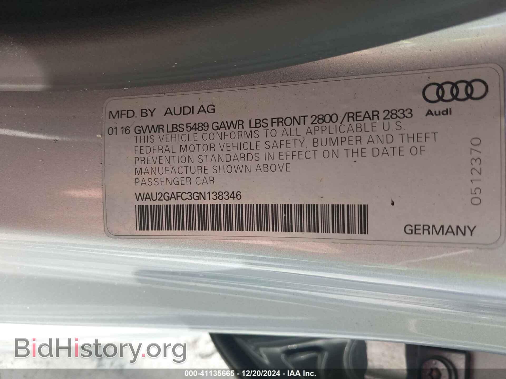 2016 AUDI A7 - VIN: WAU2GAFC3GN138346 - Фото 9