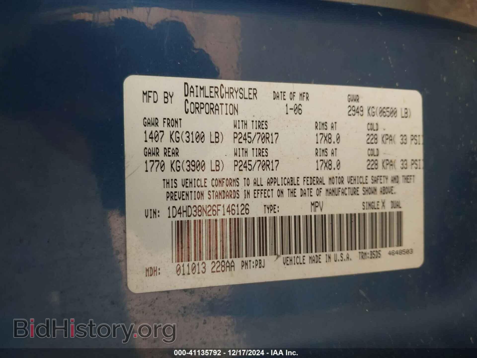 2006 DODGE DURANGO - VIN: 1D4HD38N26F146126 - Photo 9