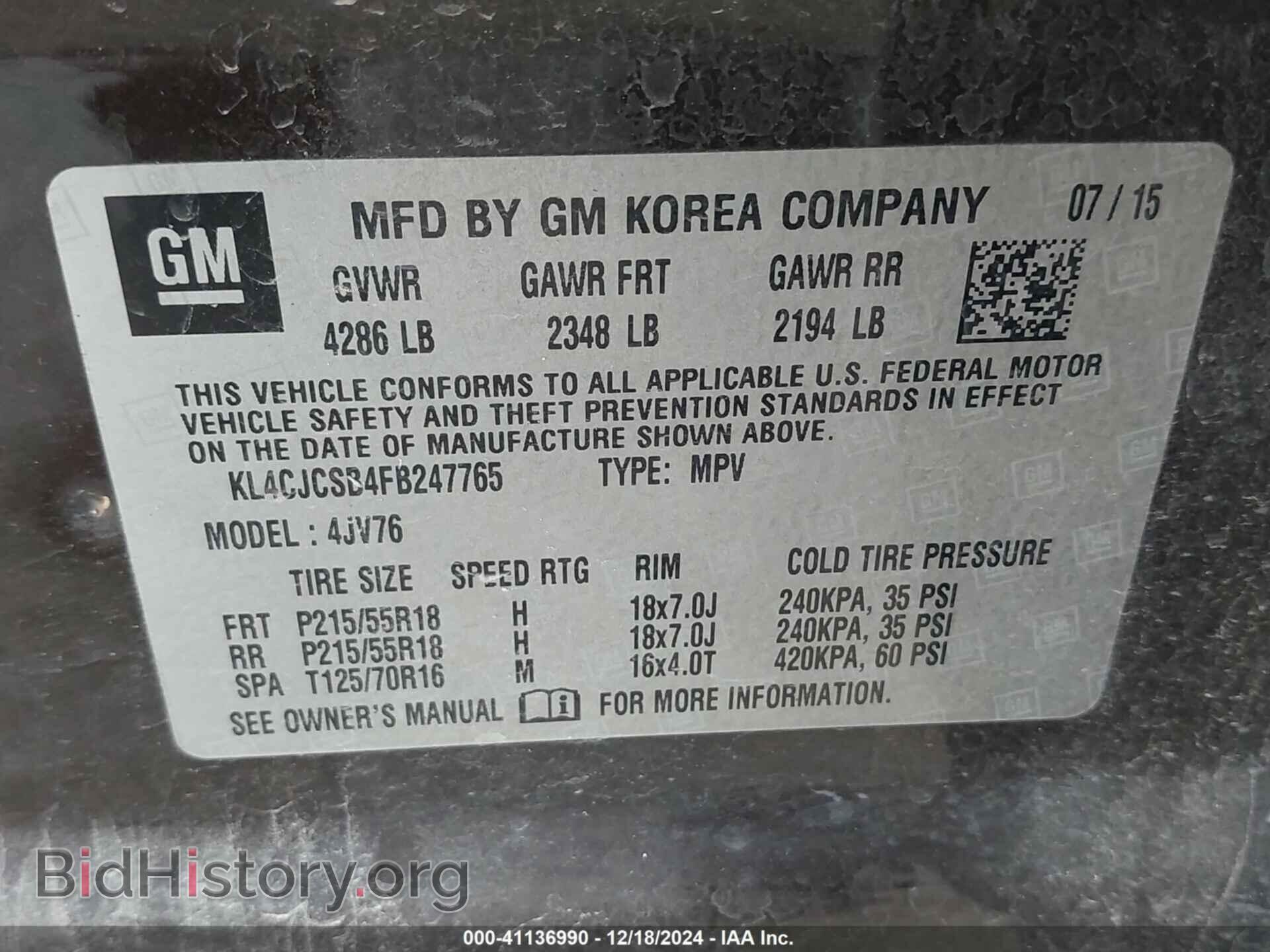 2015 BUICK ENCORE - VIN: KL4CJCSB4FB247765 - Photo 9