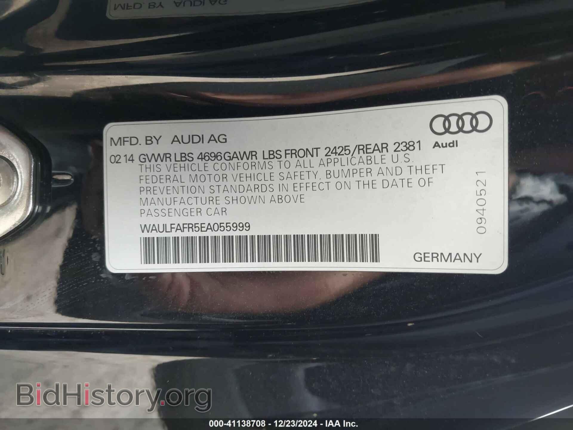 2014 AUDI A5 - VIN: WAULFAFR5EA055999 - Фото 9