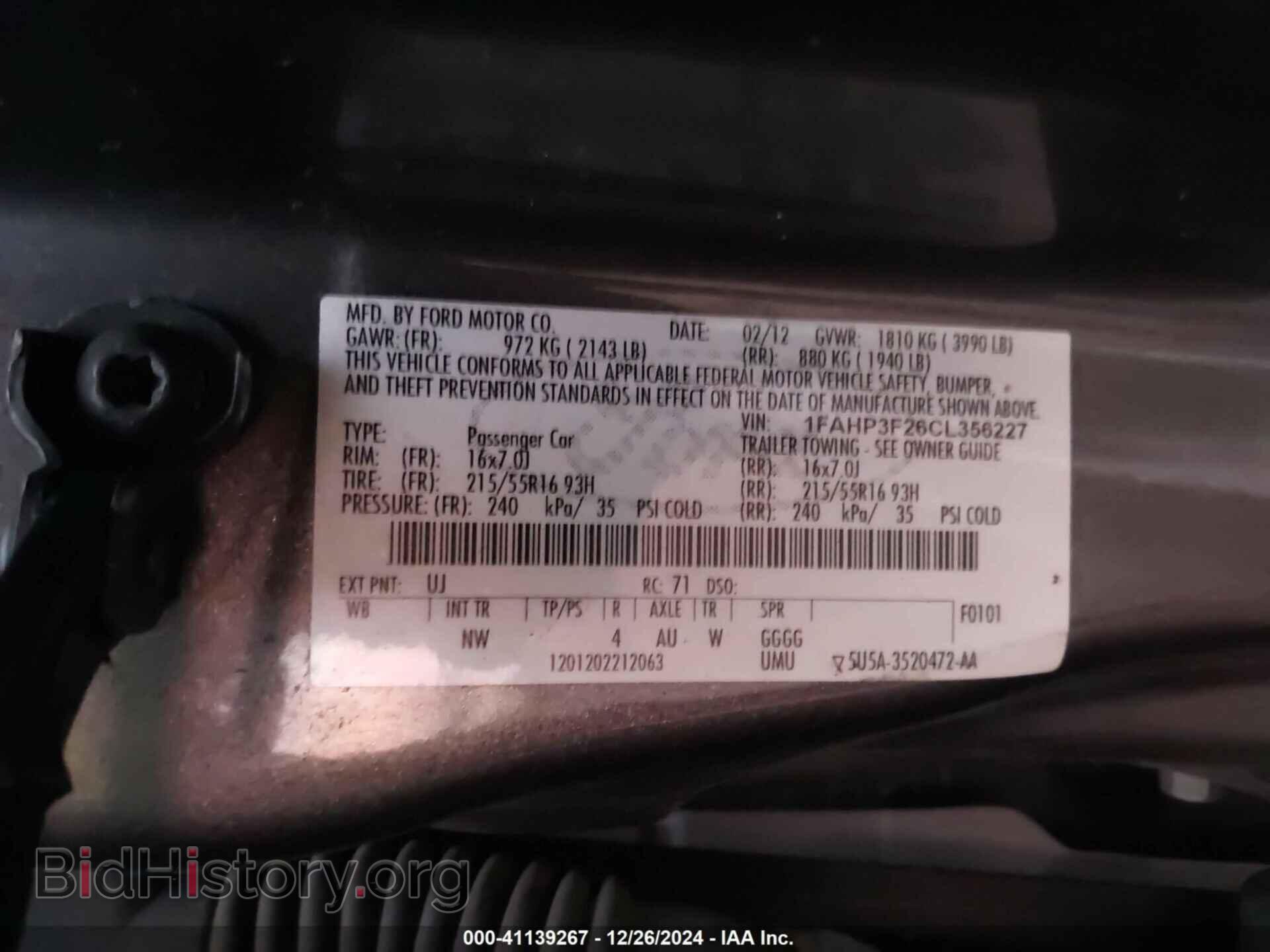 2012 FORD FOCUS - VIN: 1FAHP3F26CL356227 - Фото 9