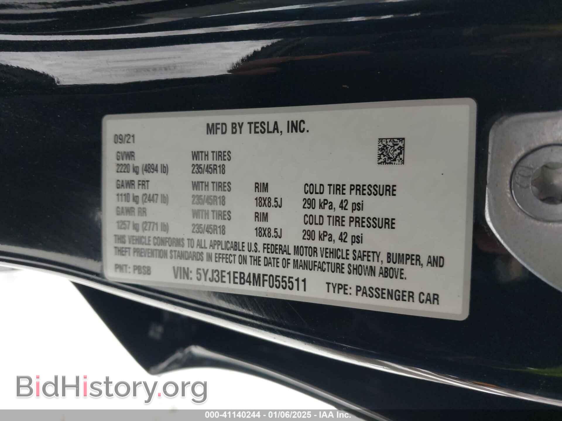 2021 TESLA MODEL 3 - VIN: 5YJ3E1EB4MF055511 - Фото 9