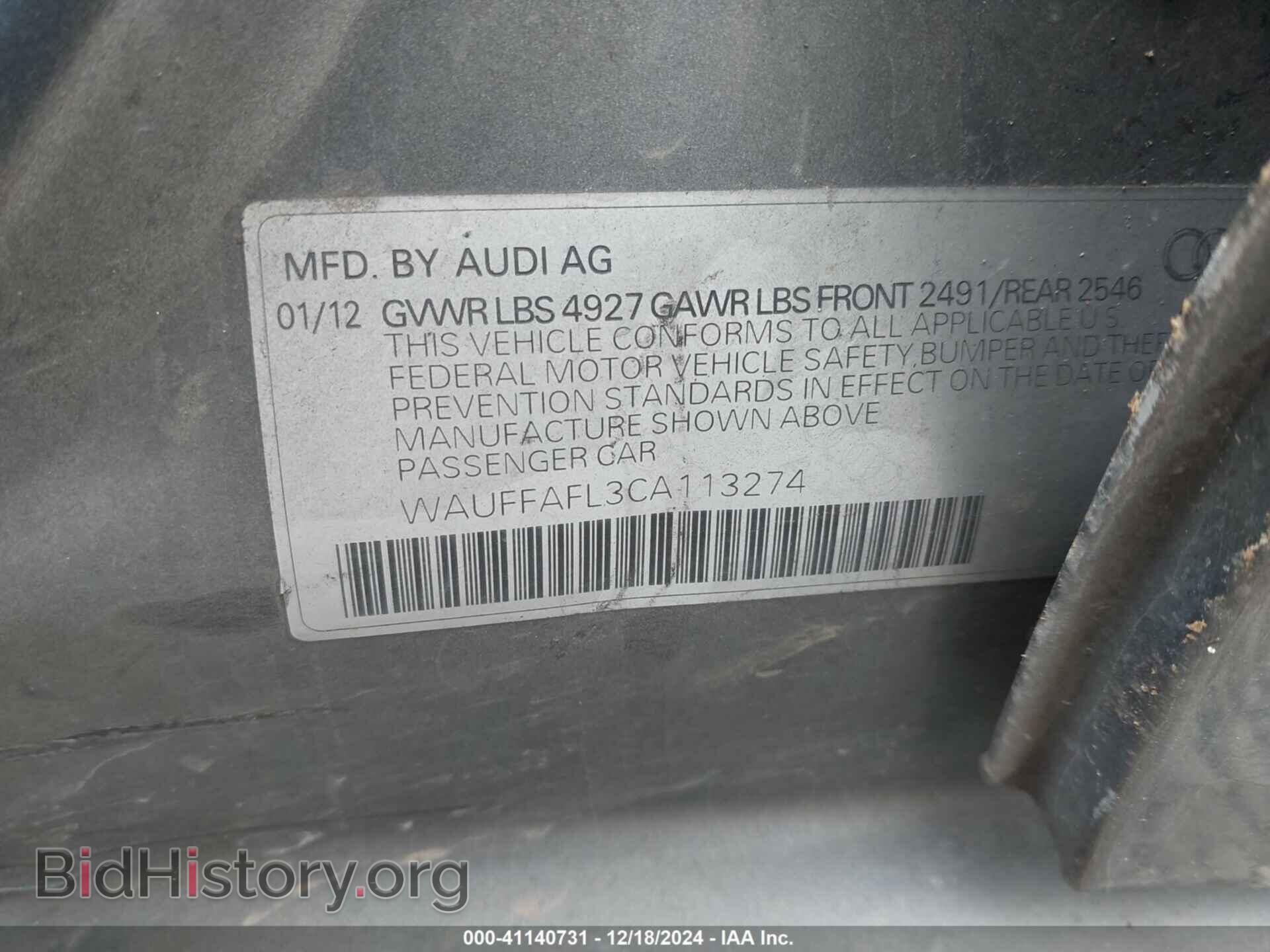 2012 AUDI A4 - VIN: WAUFFAFL3CA113274 - Photo 9