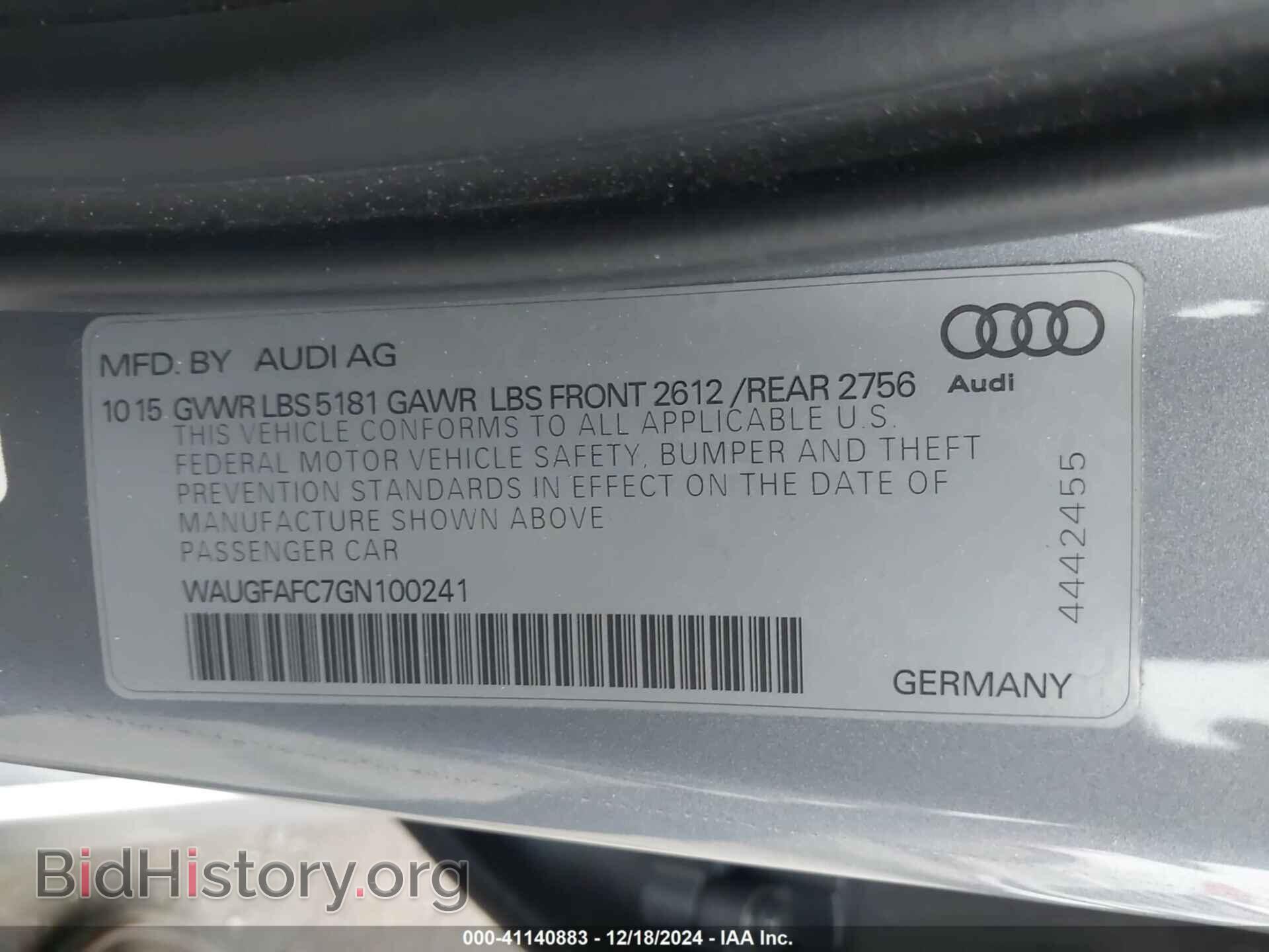 2016 AUDI A6 - VIN: WAUGFAFC7GN100241 - Фото 9