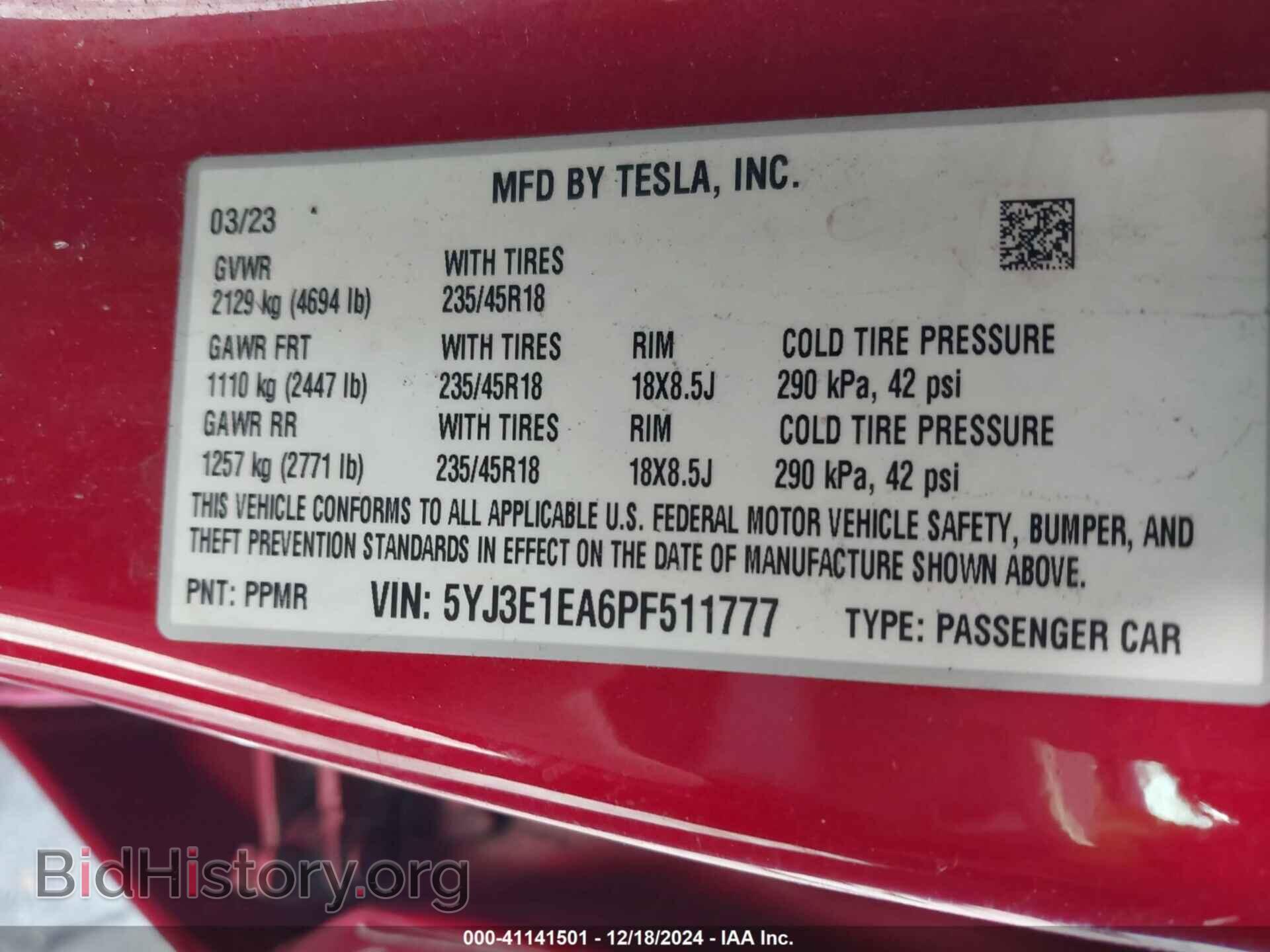 2023 TESLA MODEL 3 - VIN: 5YJ3E1EA6PF511777 - Фото 9