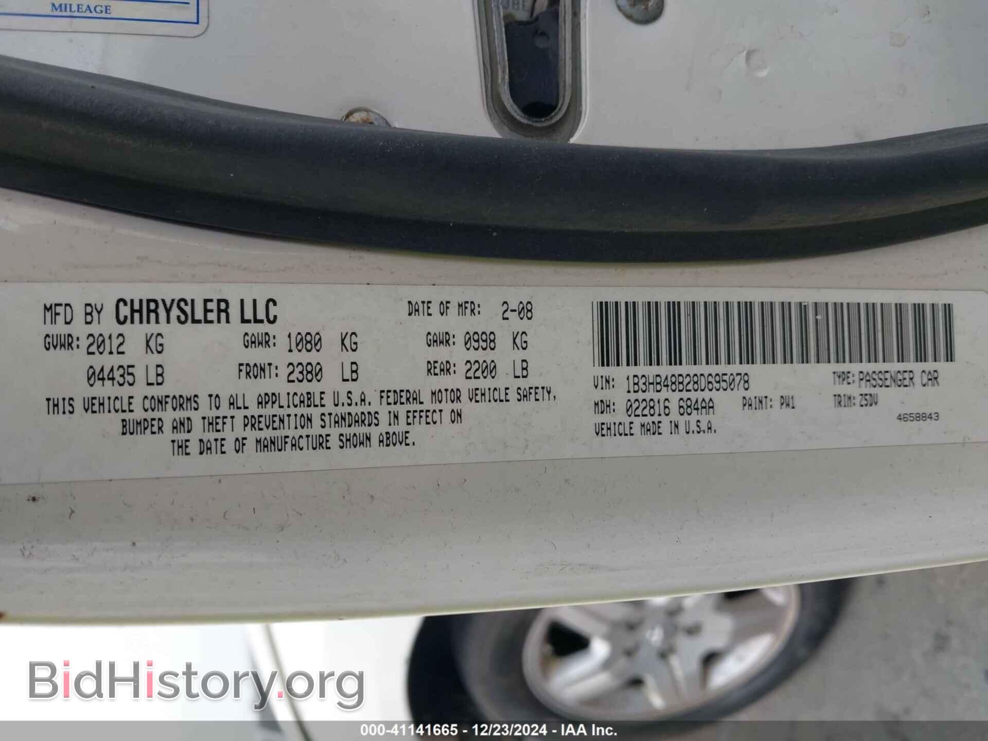 2008 DODGE CALIBER - VIN: 1B3HB48B28D695078 - Photo 9
