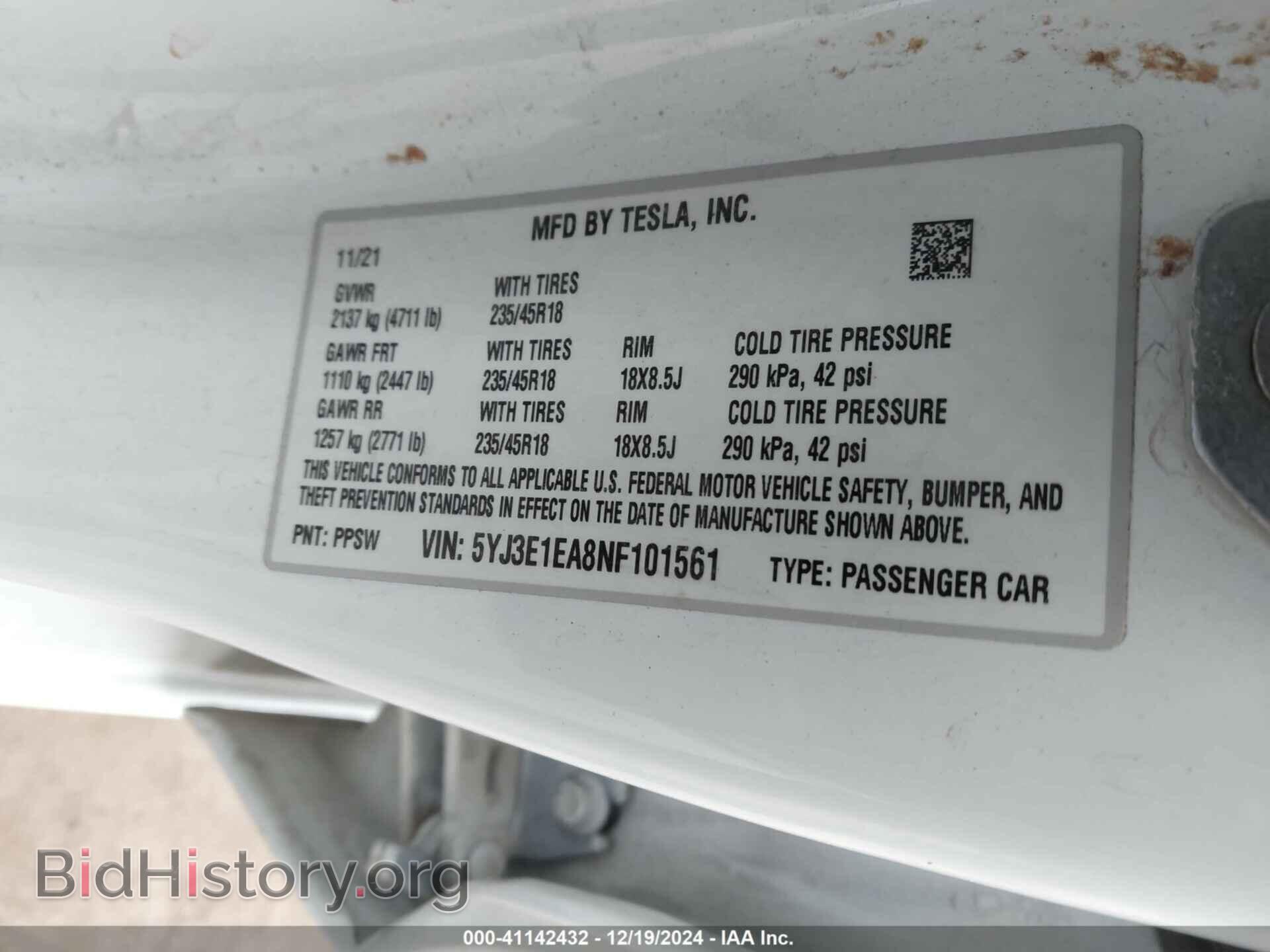 2021 TESLA MODEL 3 - VIN: 5YJ3E1EA8NF101561 - Фото 9