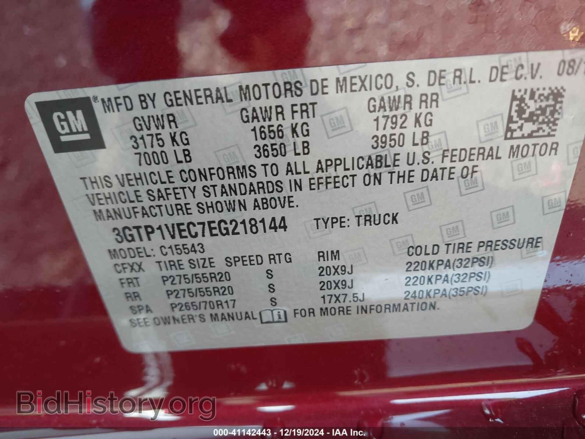 2014 GMC SIERRA 1500 - VIN: 3GTP1VEC7EG218144 - Photo 9