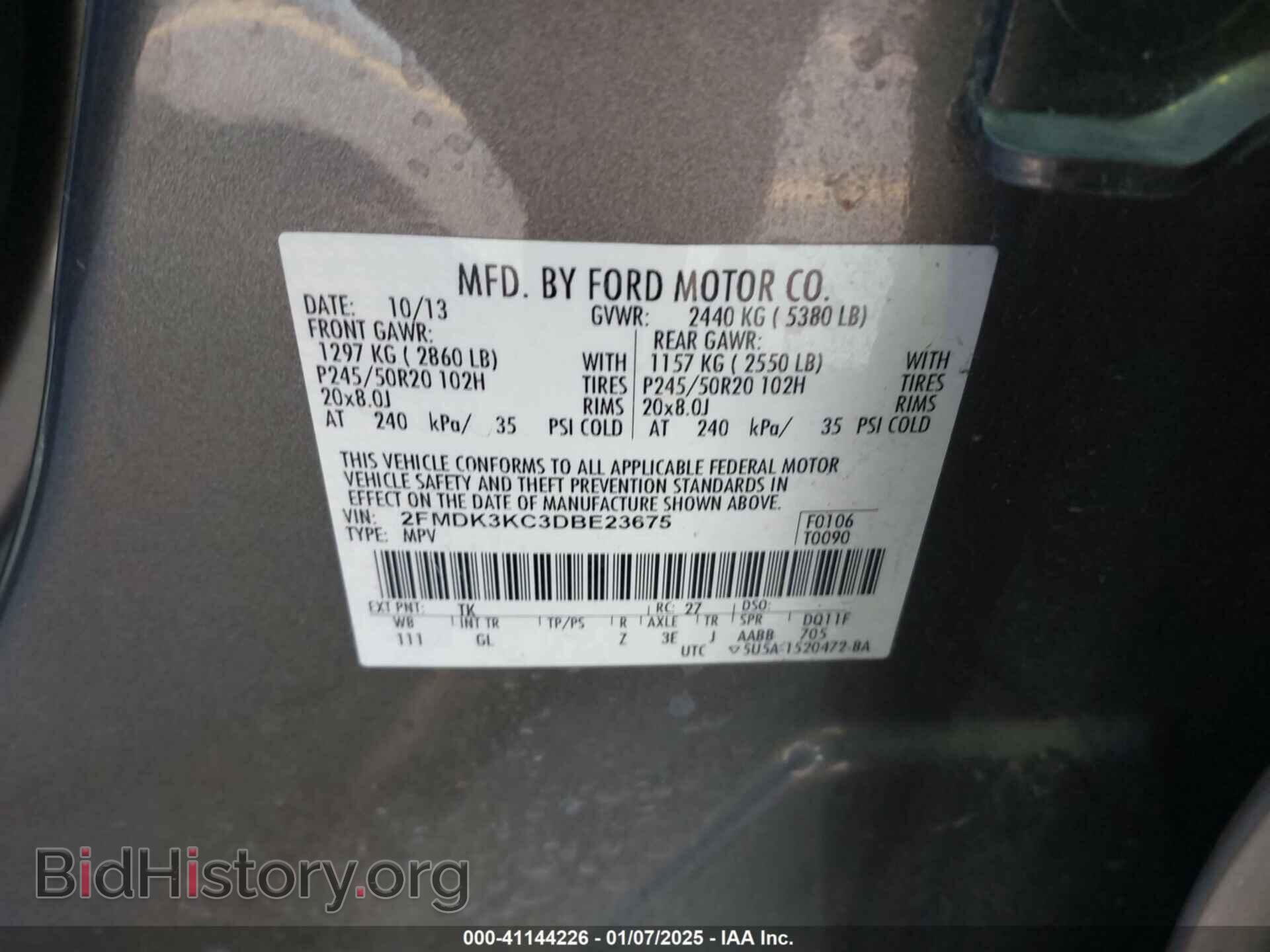 2013 FORD EDGE - VIN: 2FMDK3KC3DBE23675 - Фото 9