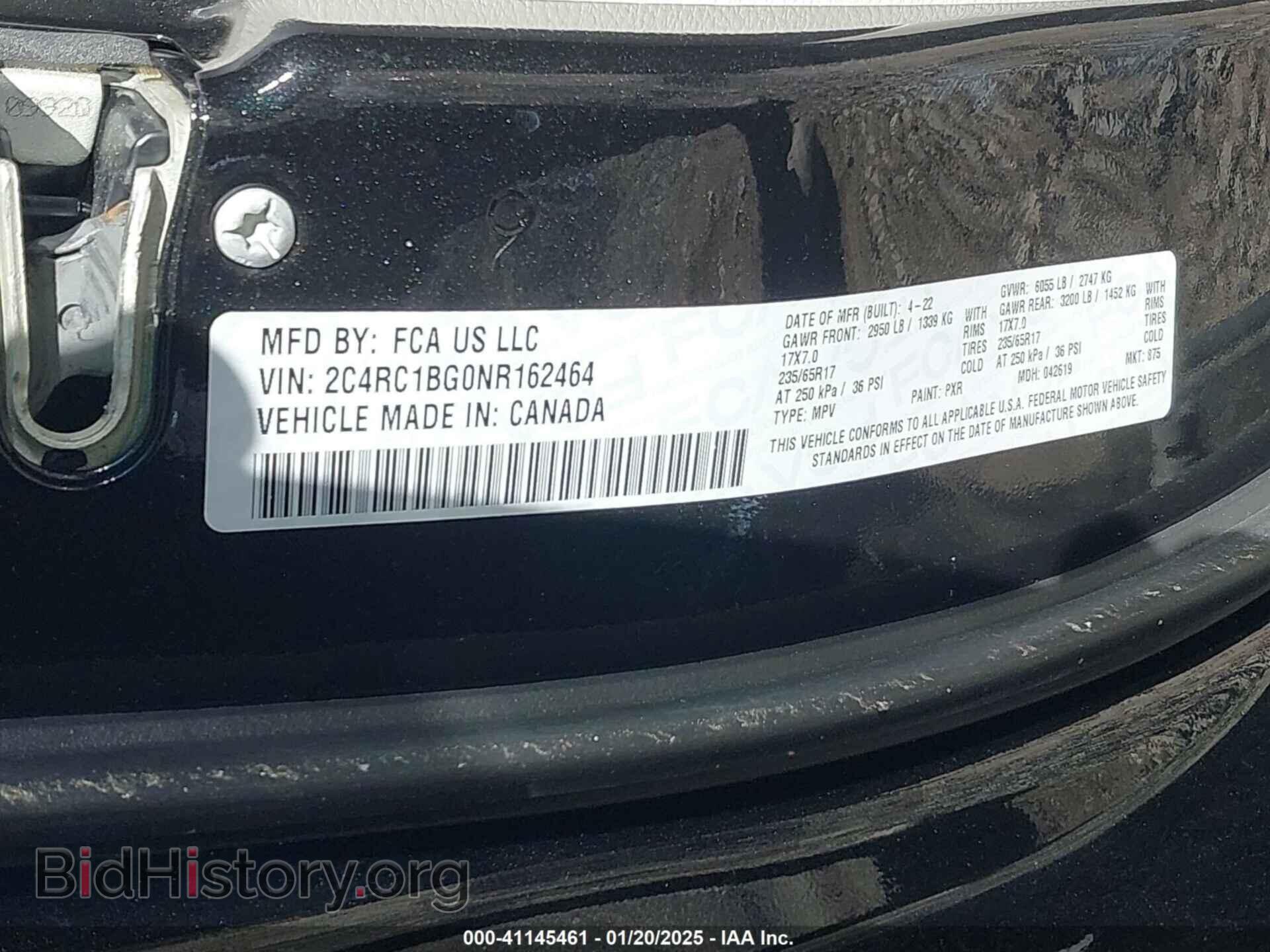 2022 CHRYSLER PACIFICA - VIN: 2C4RC1BG0NR162464 - Фото 9