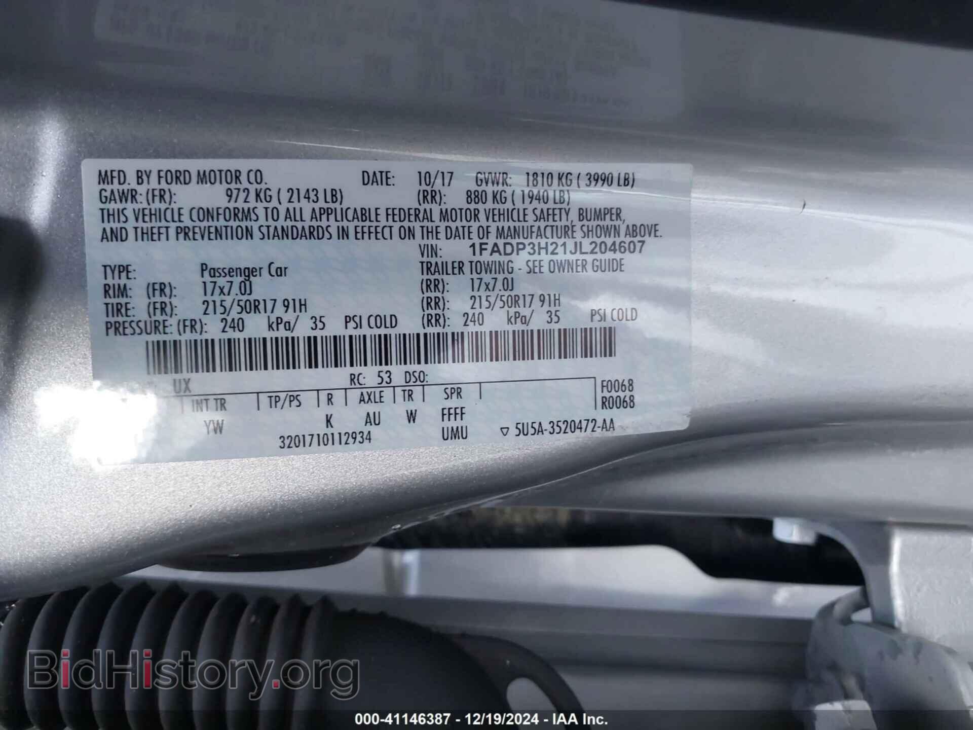 2018 FORD FOCUS - VIN: 1FADP3H21JL204607 - Photo 9