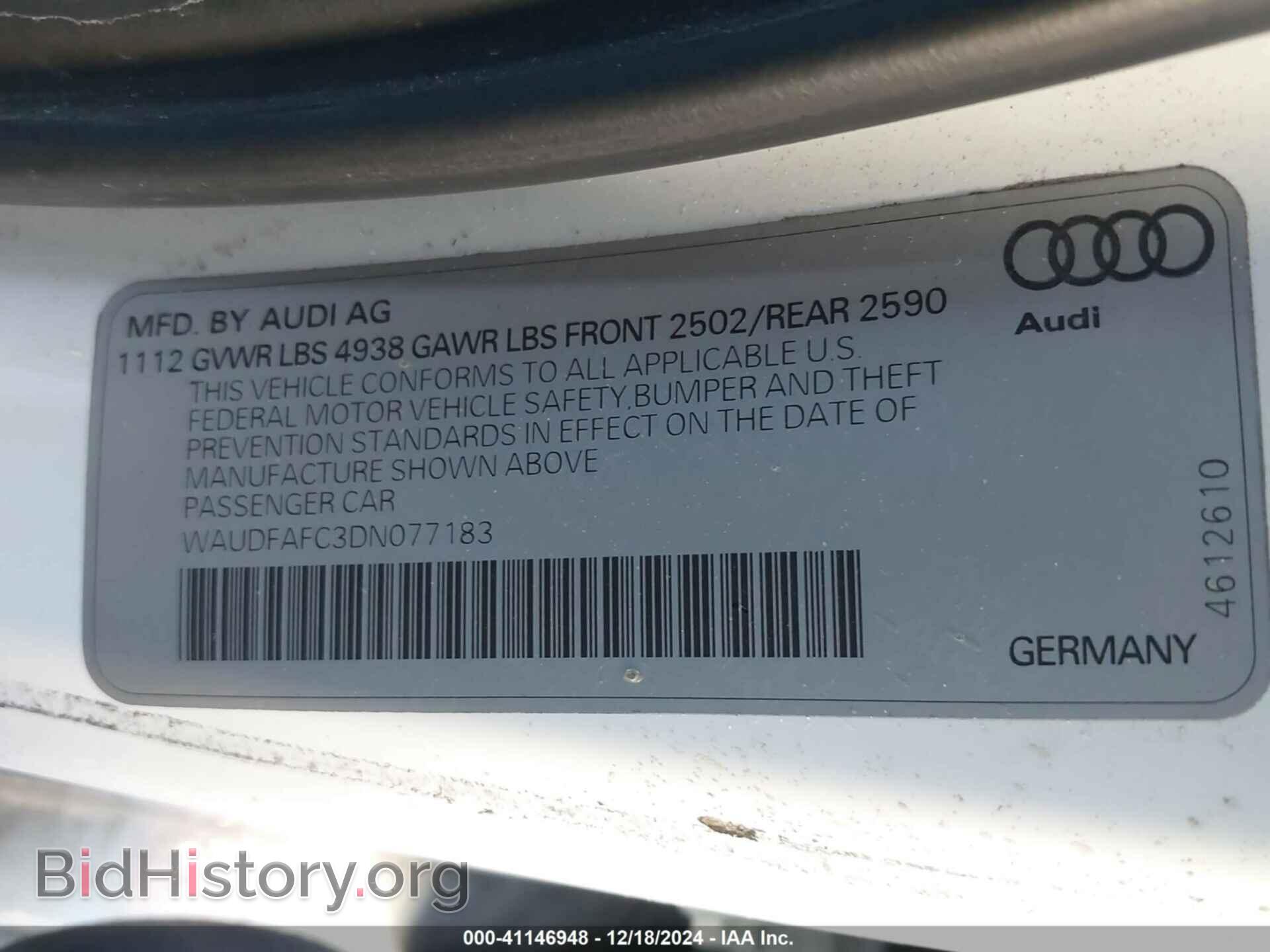 2013 AUDI A6 - VIN: WAUDFAFC3DN077183 - Photo 9
