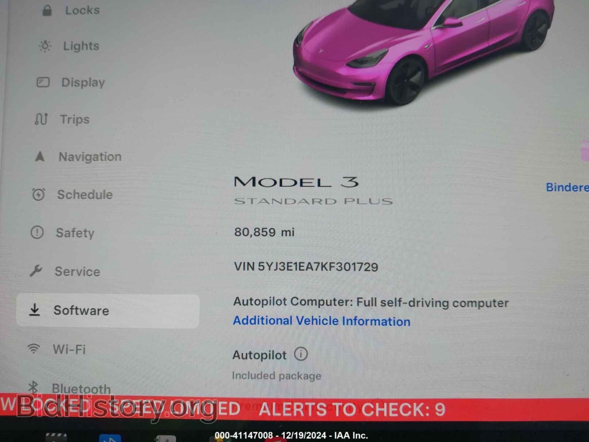 2019 TESLA MODEL 3 - VIN: 5YJ3E1EA7KF301729 - Фото 7