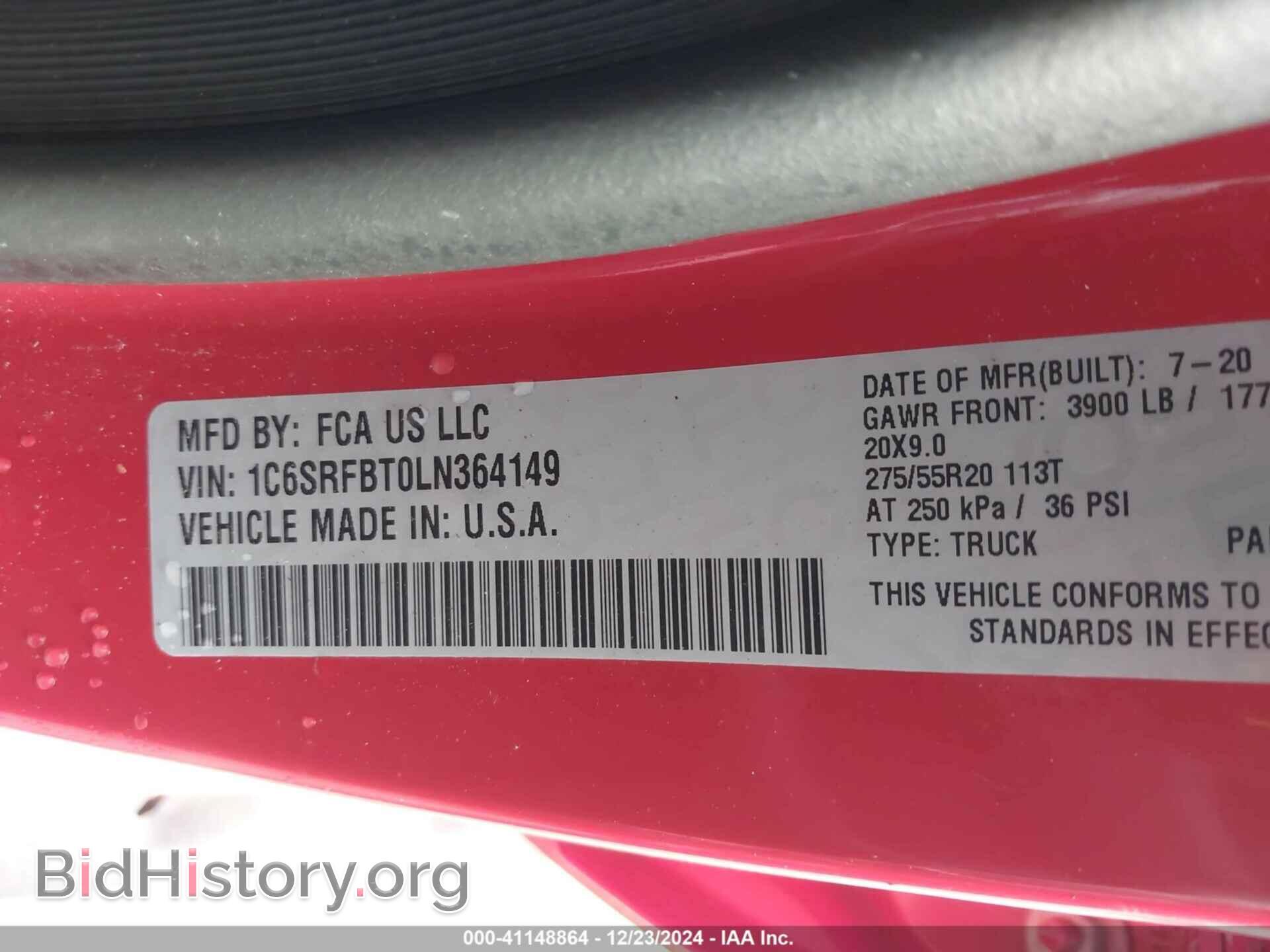 2020 RAM 1500 - VIN: 1C6SRFBT0LN364149 - Фото 9