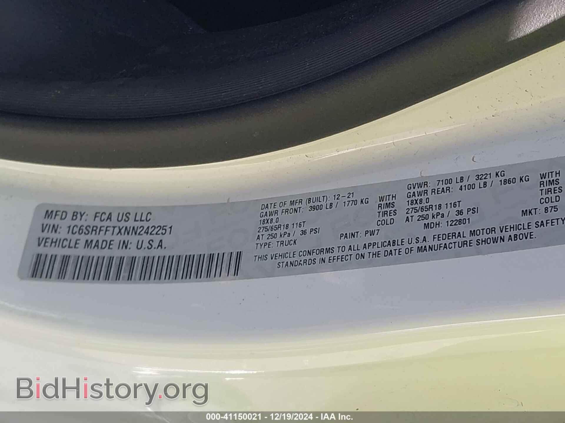 2022 RAM 1500 - VIN: 1C6SRFFTXNN242251 - Фото 9