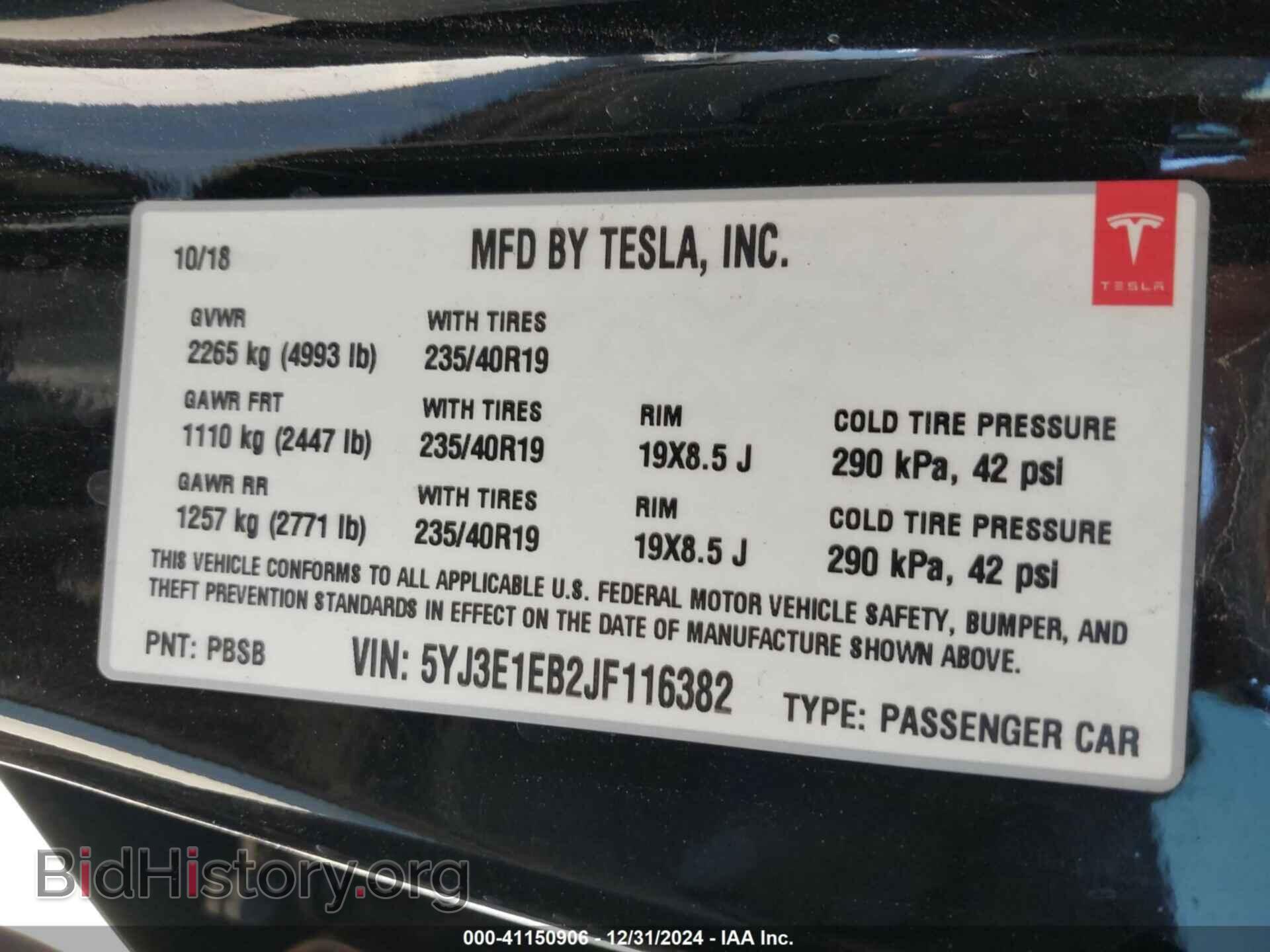 2018 TESLA MODEL 3 - VIN: 5YJ3E1EB2JF116382 - Photo 9
