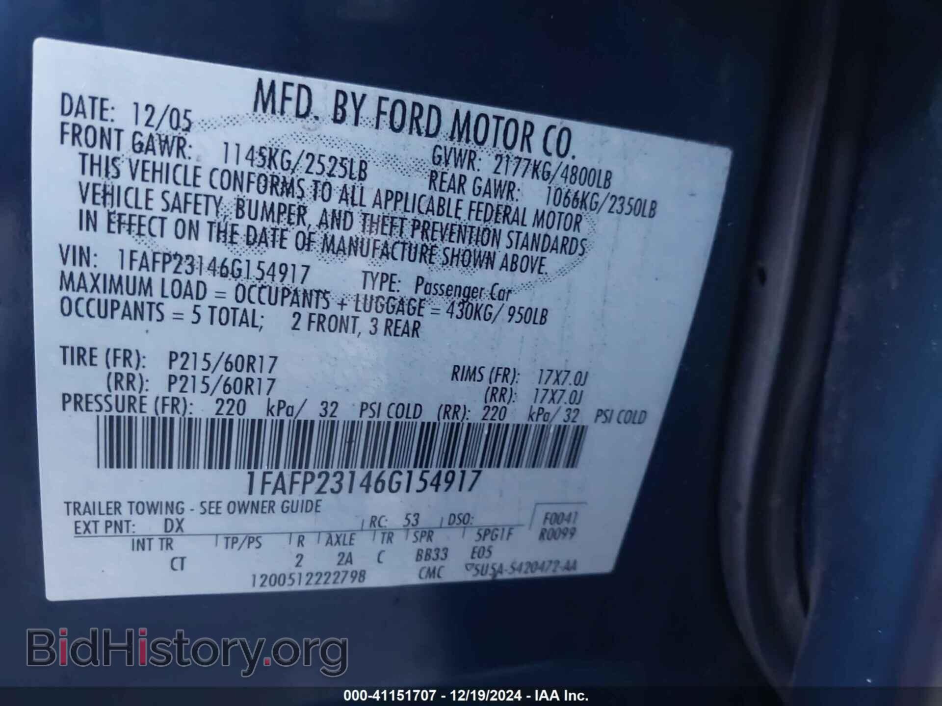 2006 FORD FIVE HUNDRED - VIN: 1FAFP23146G154917 - Фото 9