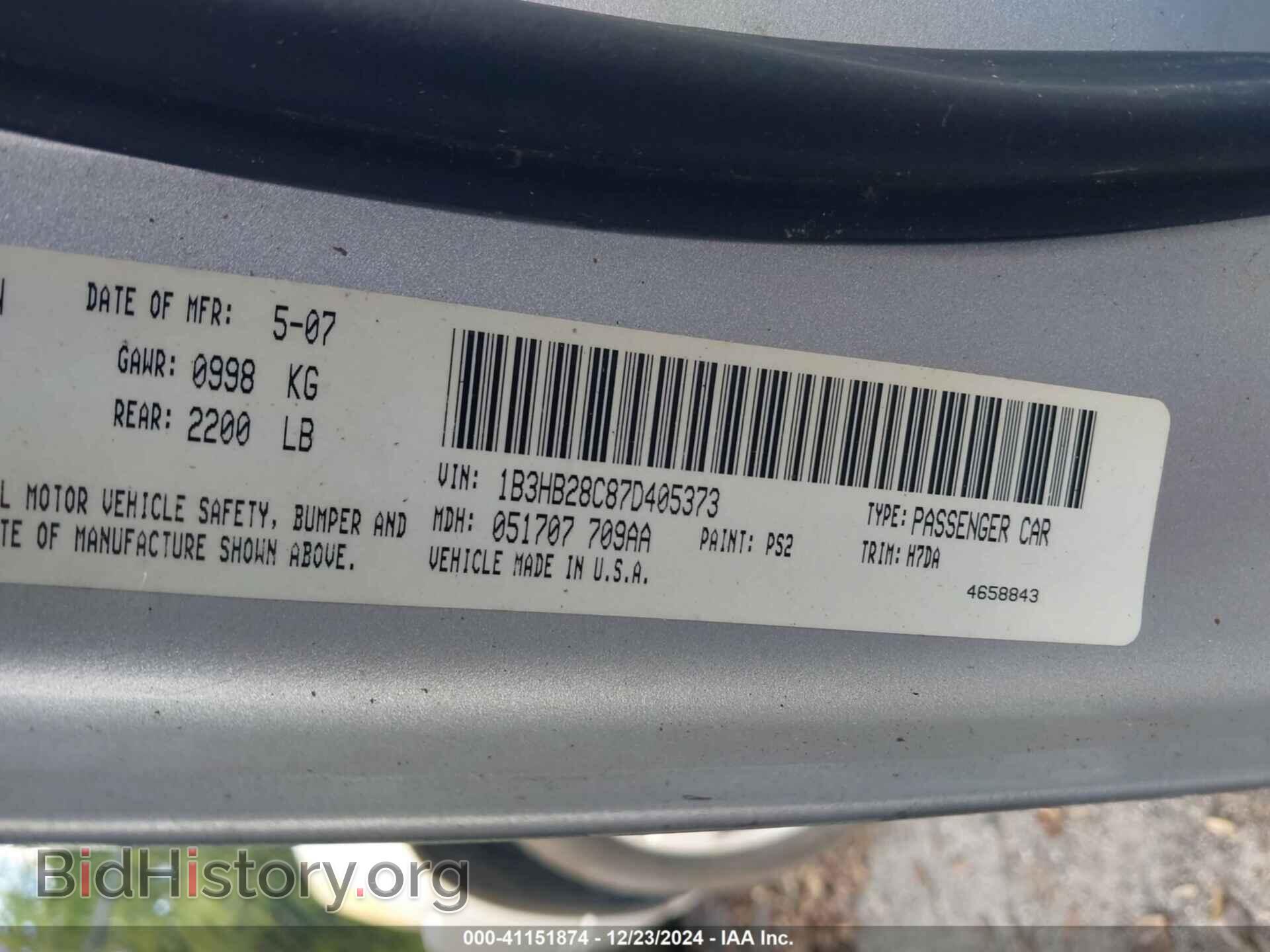 2007 DODGE CALIBER - VIN: 1B3HB28C87D405373 - Photo 9