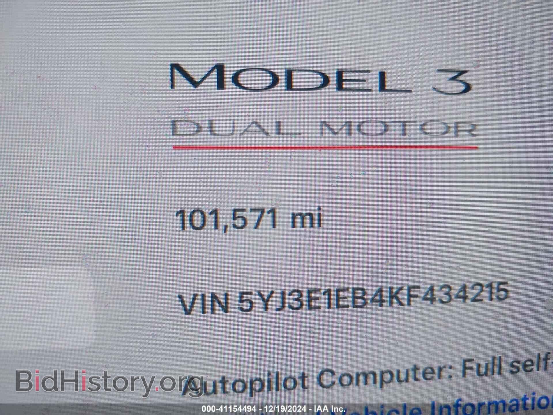 2019 TESLA MODEL 3 - VIN: 5YJ3E1EB4KF434215 - Фото 7