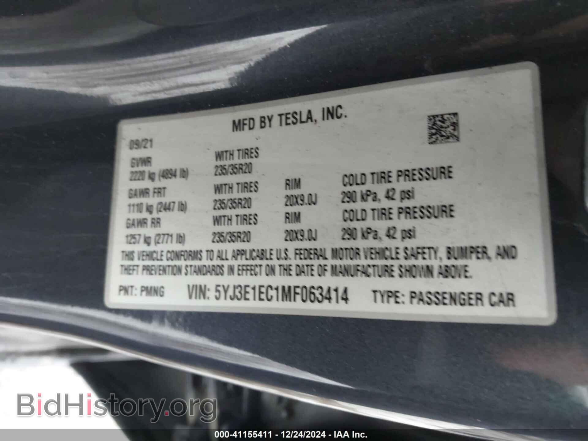 2021 TESLA MODEL 3 - VIN: 5YJ3E1EC1MF063414 - Photo 9