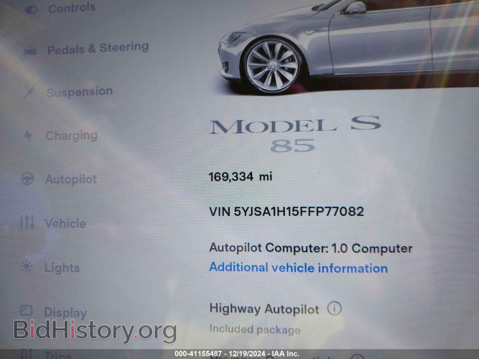 2015 TESLA MODEL S - VIN: 5YJSA1H15FFP77082 - Фото 15