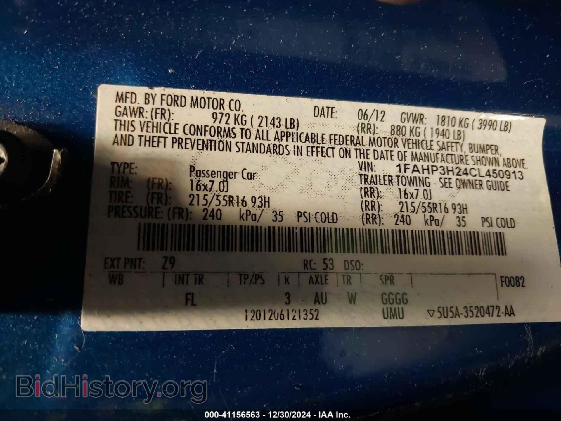 2012 FORD FOCUS - VIN: 1FAHP3H24CL450913 - Фото 9