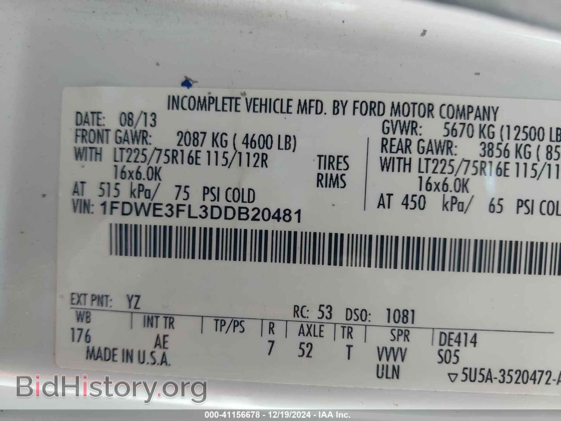 2013 FORD E-350 CUTAWAY - VIN: 1FDWE3FL3DDB20481 - Фото 8