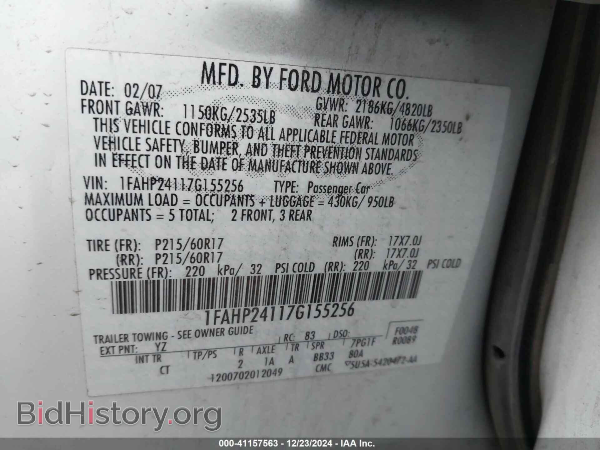 2007 FORD FIVE HUNDRED - VIN: 1FAHP24117G155256 - Photo 9